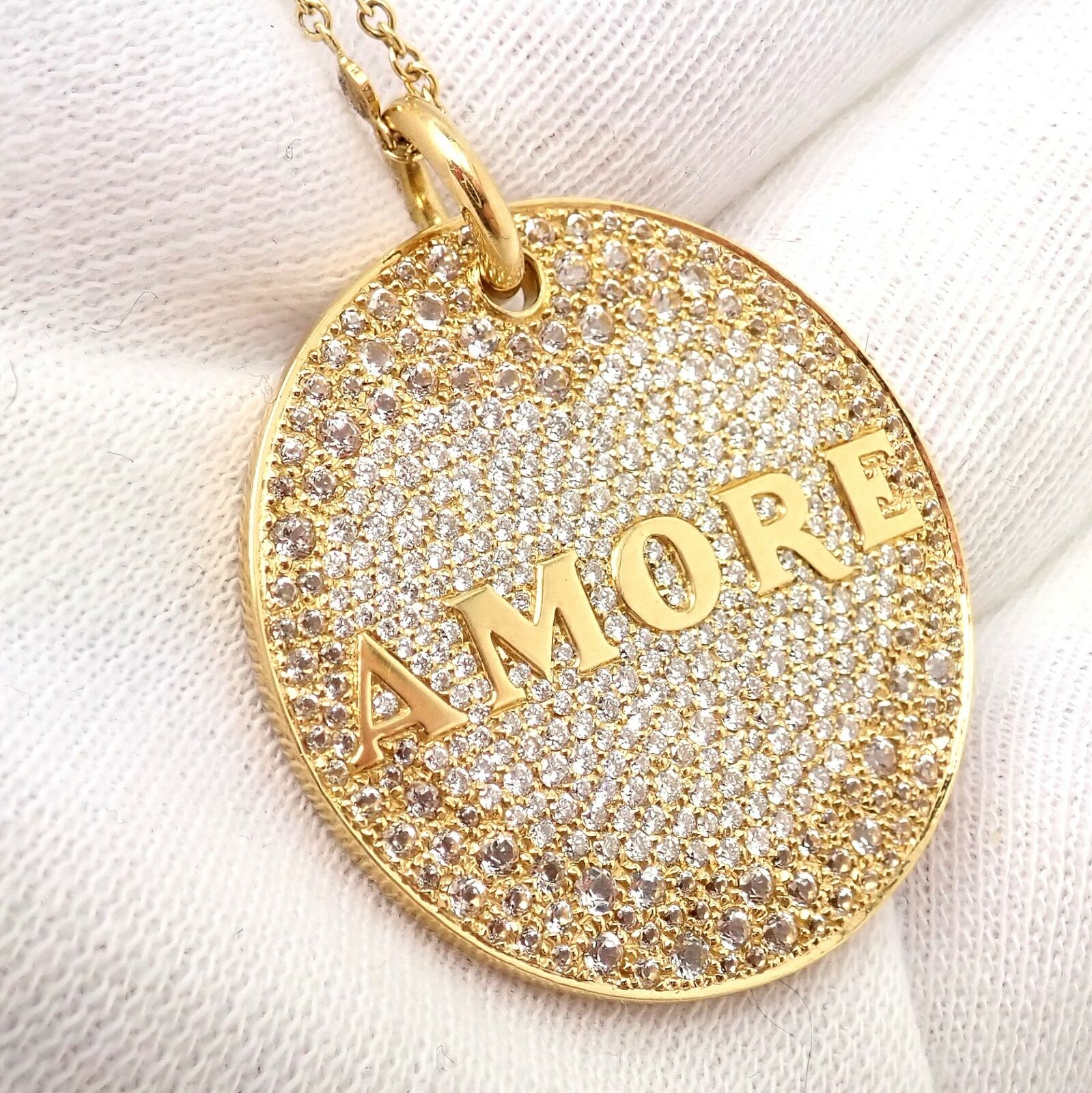 Pasquale Bruni 18k Yellow Gold Large Diamond + Sapphire Amore Pendant Necklace | Fortrove