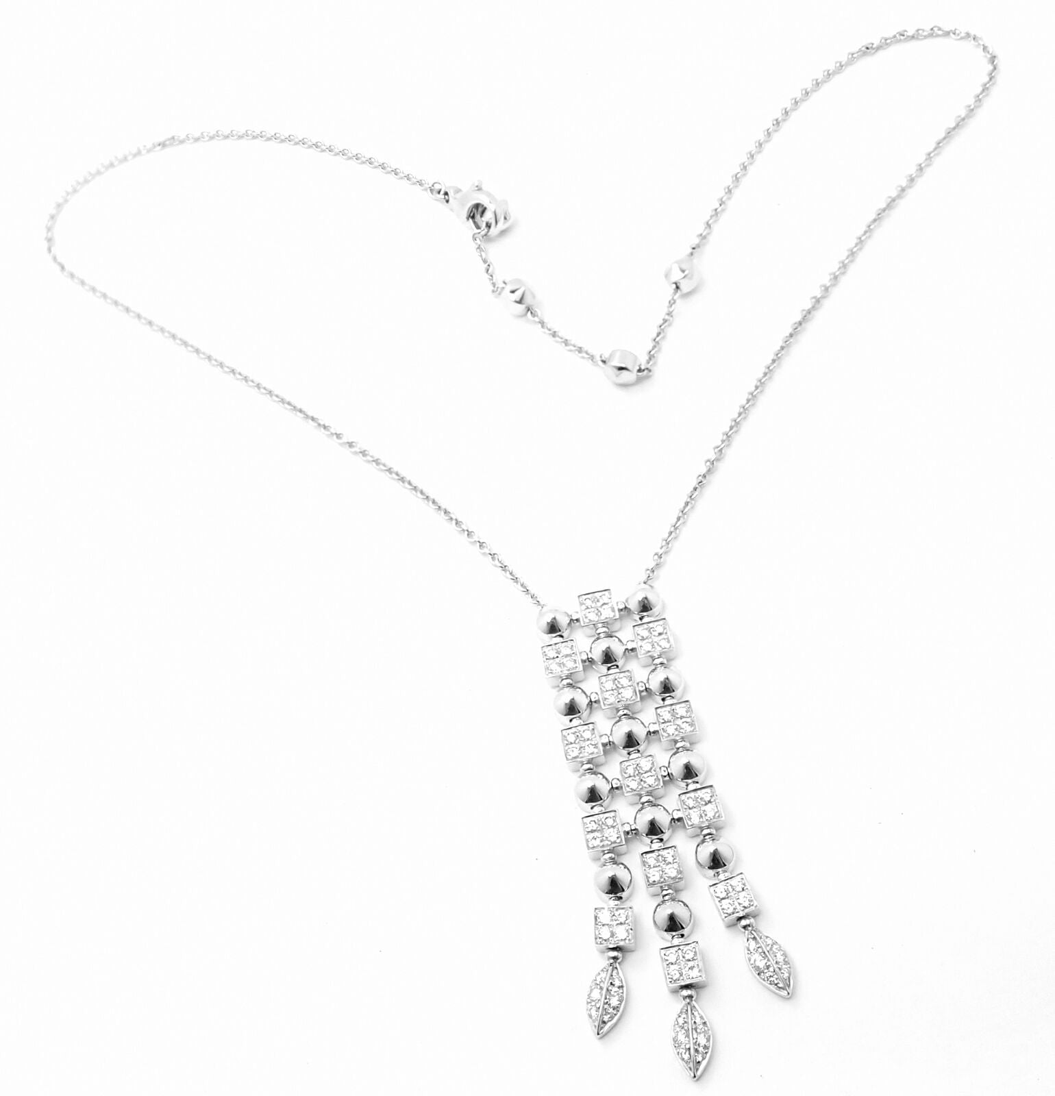 Authentic! Bvlgari Bulgari 18k White Gold Lucea Diamond Pendant Necklace | Fortrove