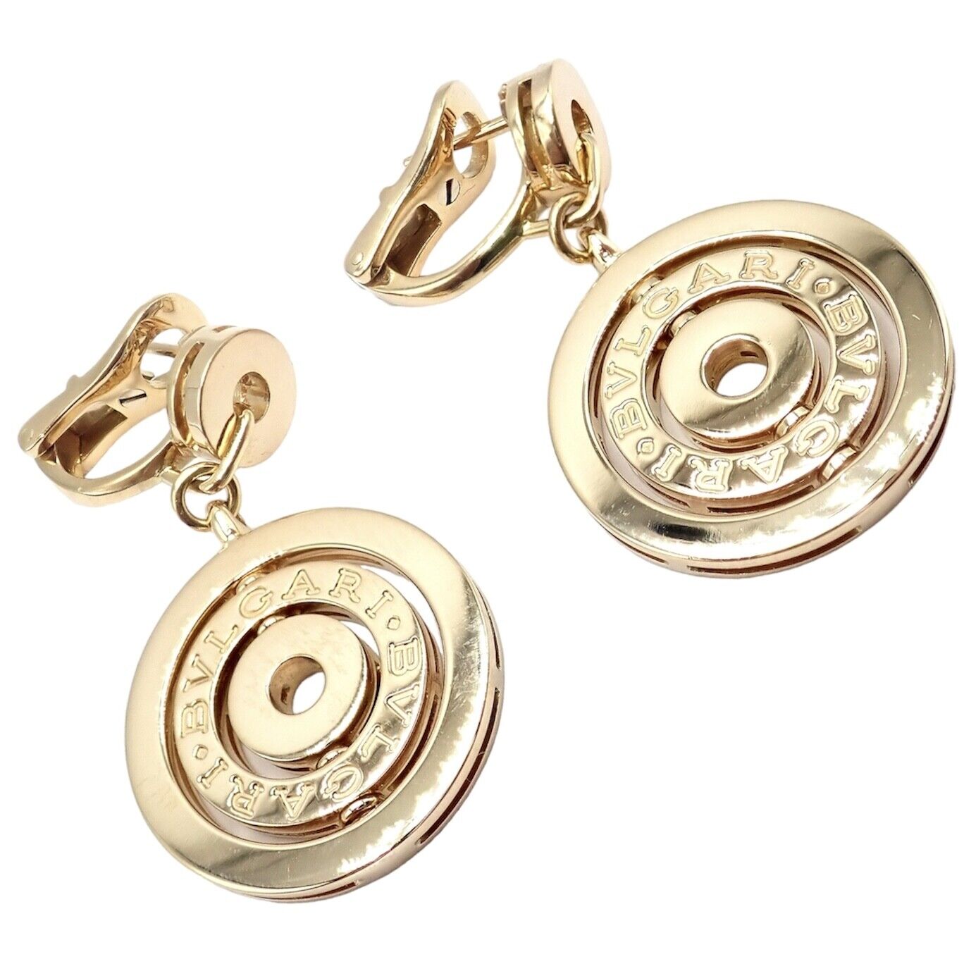 Rare! Authentic Bulgari Bvlgari 18k Yellow Gold Three Circle Earrings | Fortrove