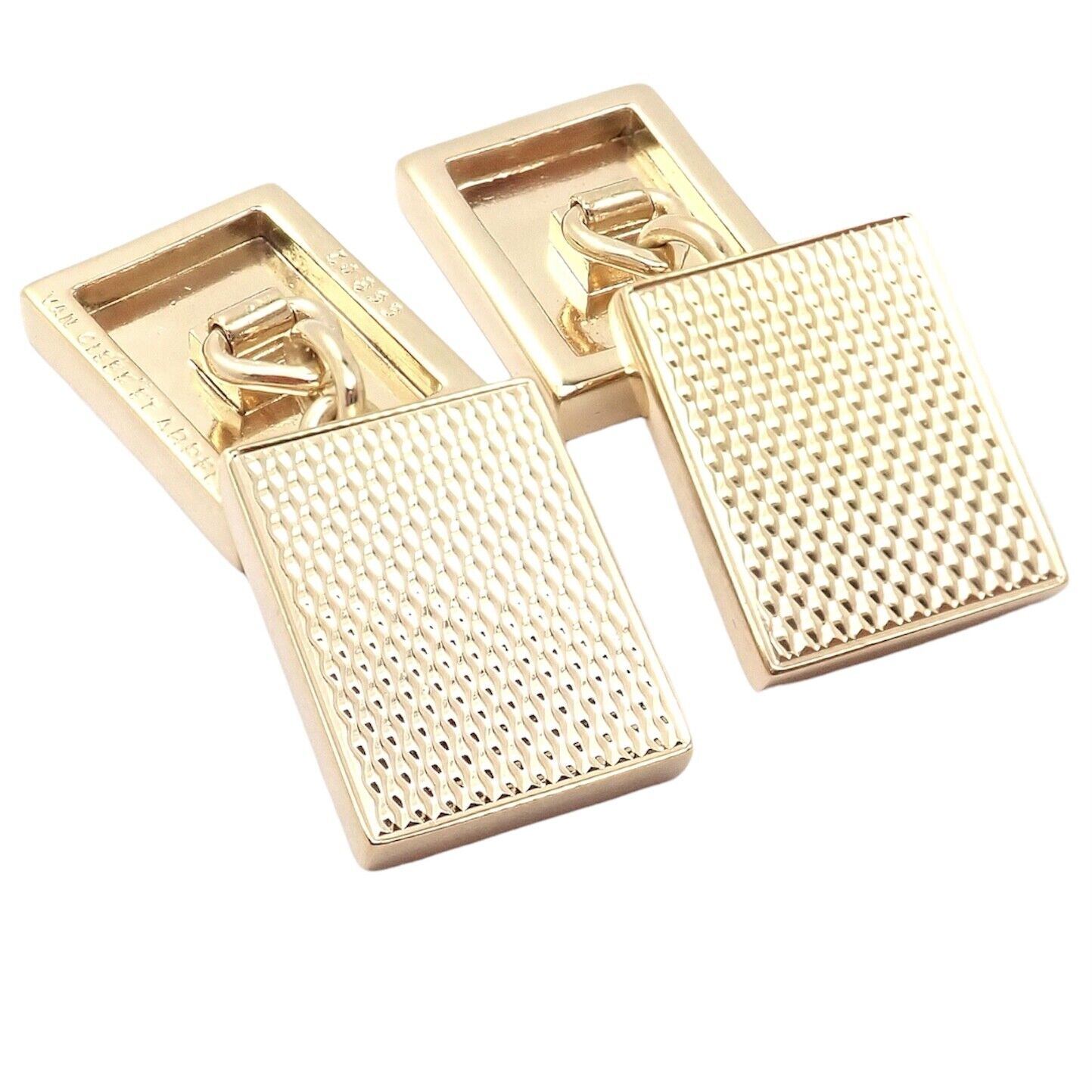 Rare! Authentic Van Cleef & Arpels 18k Yellow Gold Vintage Rectangle Cufflinks | Fortrove