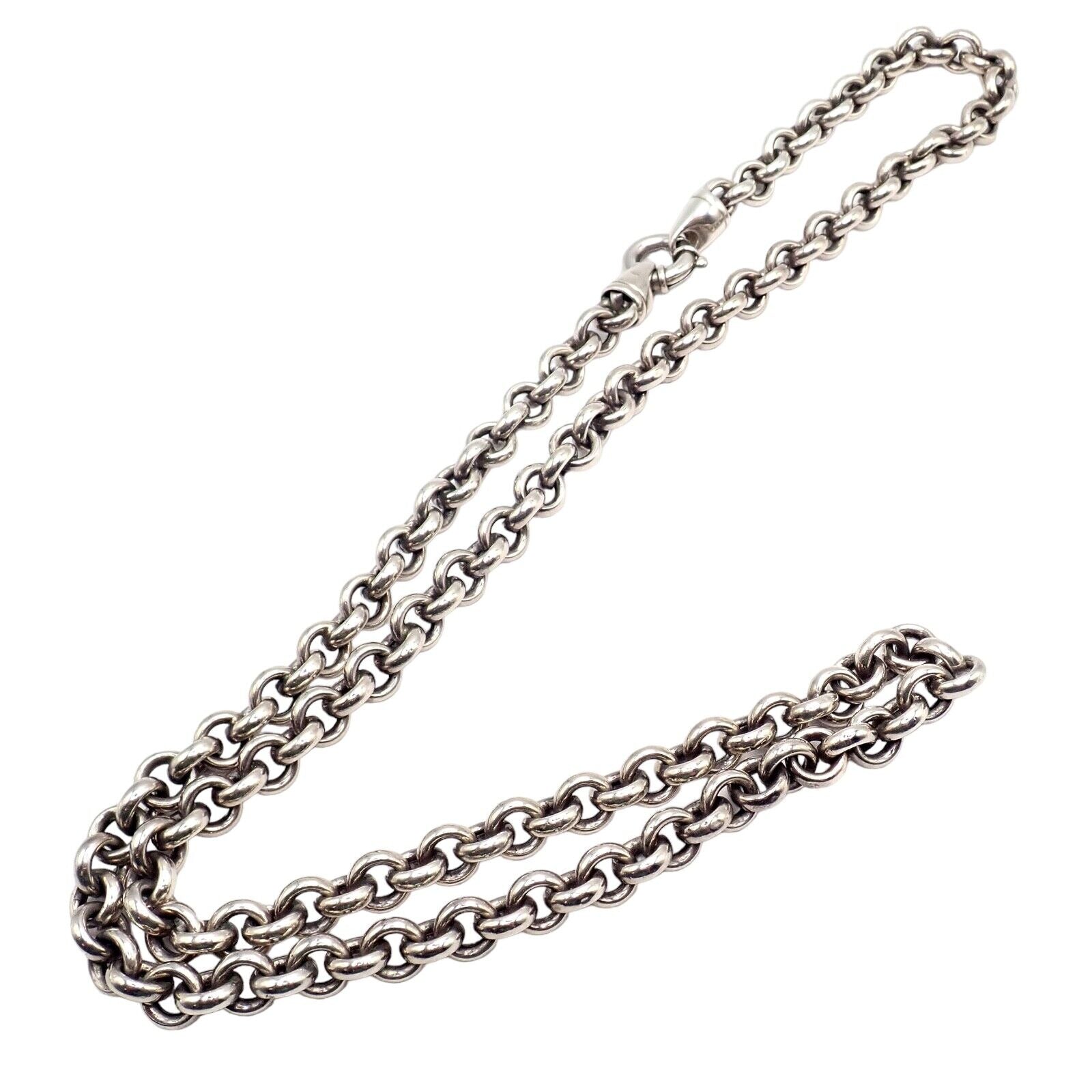 Authentic! Tiffany & Co Sterling Silver Circle Link Long 32" Chain Necklace | Fortrove