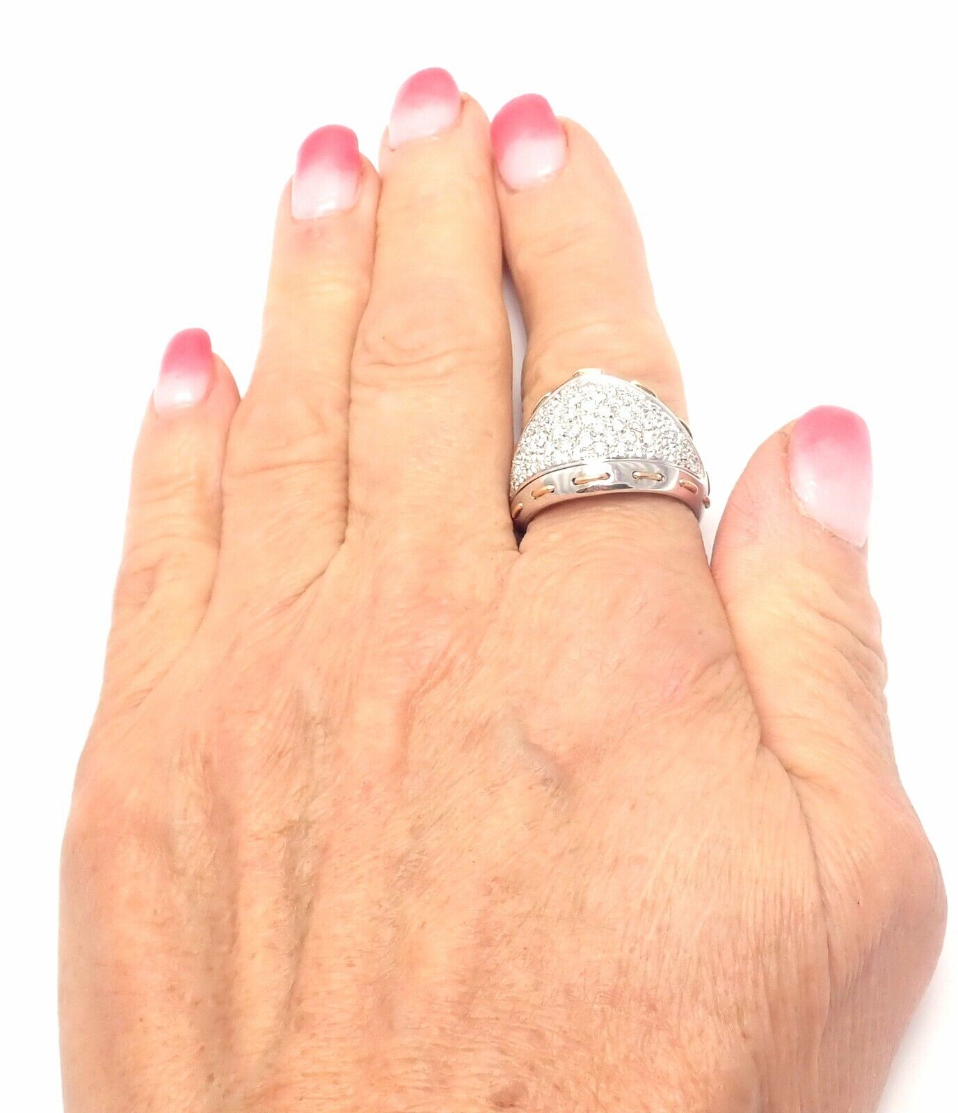 Authentic! Damiani 18k White Gold 1.36ct Diamond Cocktail Ring Retail $11,990 | Fortrove