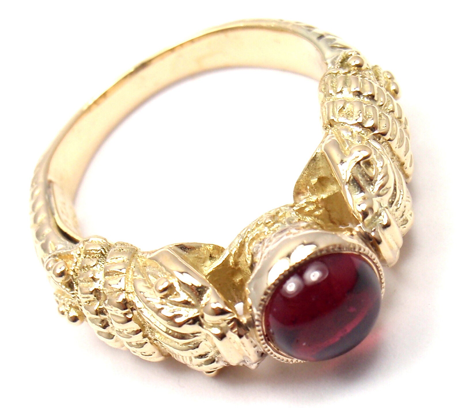 Very Rare! Authentic Zolotas Greece 18k Yellow Gold Pink Tourmaline Band Ring | Fortrove