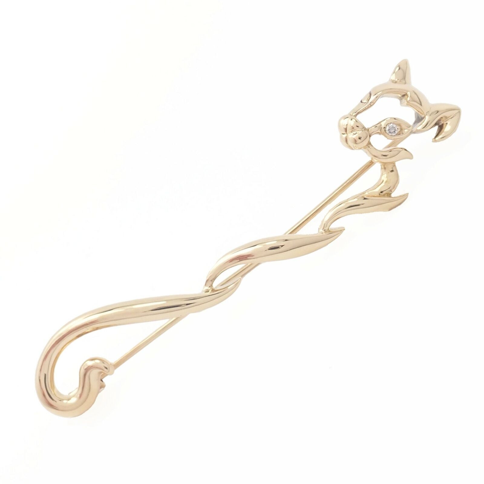 Authentic! Asprey 18k Yellow Gold Diamond Panther Pin Brooch | Fortrove