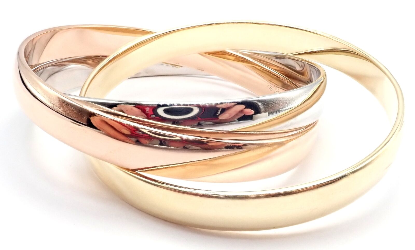 Cartier 18k Tricolor Gold Trinity Large Model Medium Size Bangle Bracelet | Fortrove
