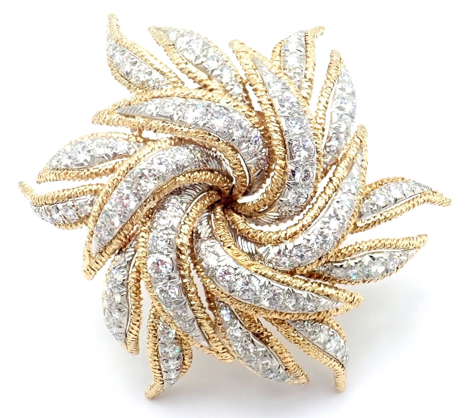 David Webb Jewelry & Watches:Fine Jewelry:Brooches & Pins Authentic! VIntage David Webb 18k Yellow Gold Platinum Diamond Large Pin Brooch
