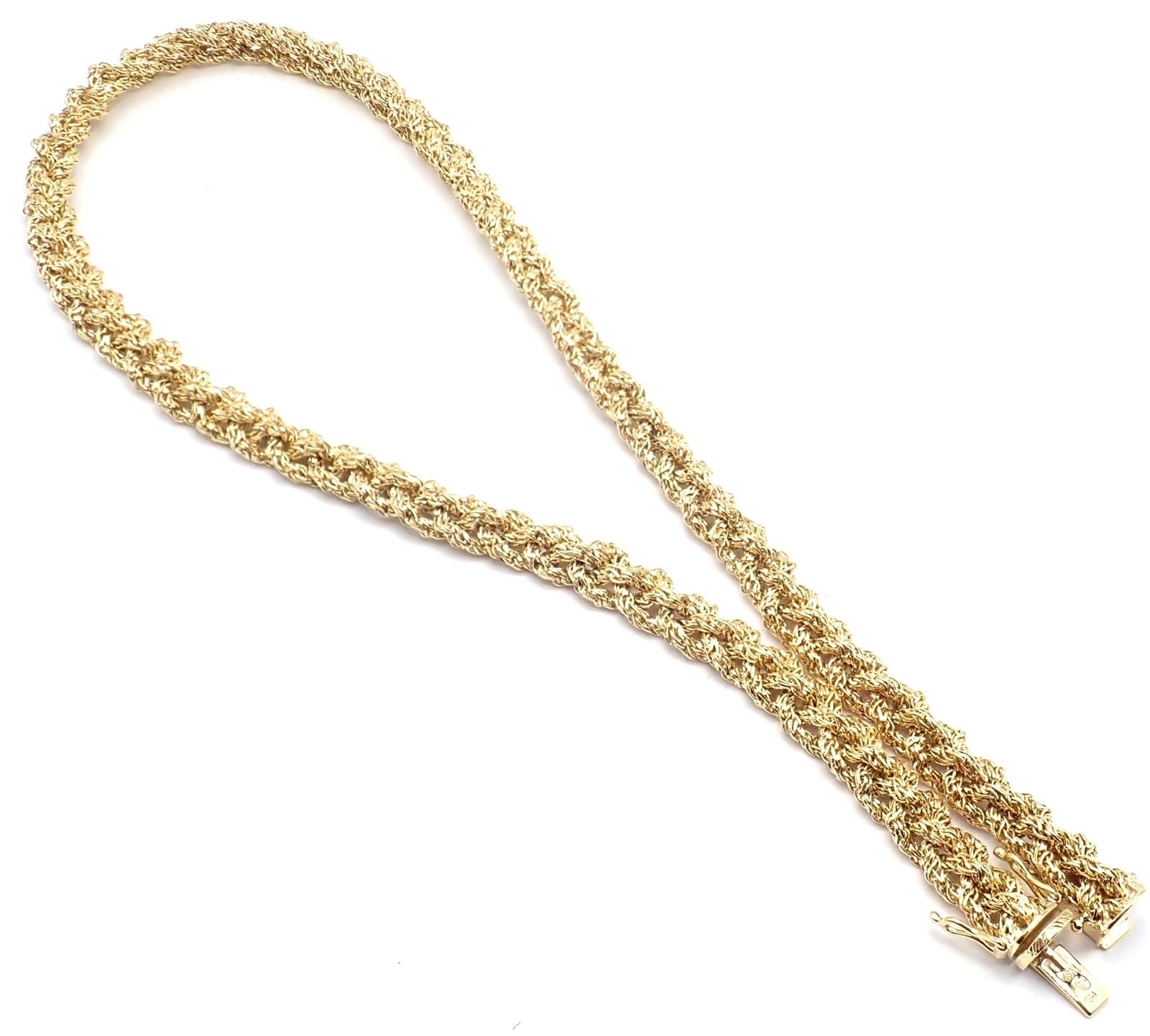 Authentic! Vintage Tiffany & Co 18k Yellow Gold Basketweave Link Chain Necklace | Fortrove