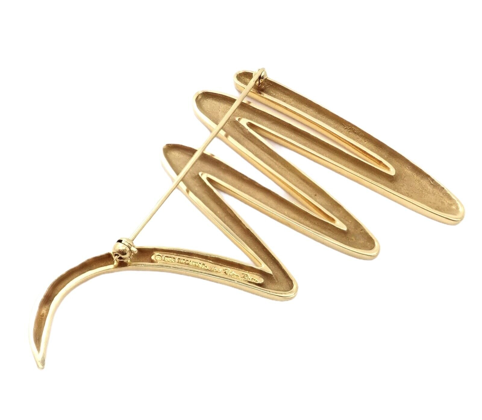 Tiffany & Co. Jewelry & Watches:Fine Jewelry:Brooches & Pins Rare Tiffany & Co 18k Yellow Gold Picasso Large Squiggle Zig Zag Pin Brooch 1983