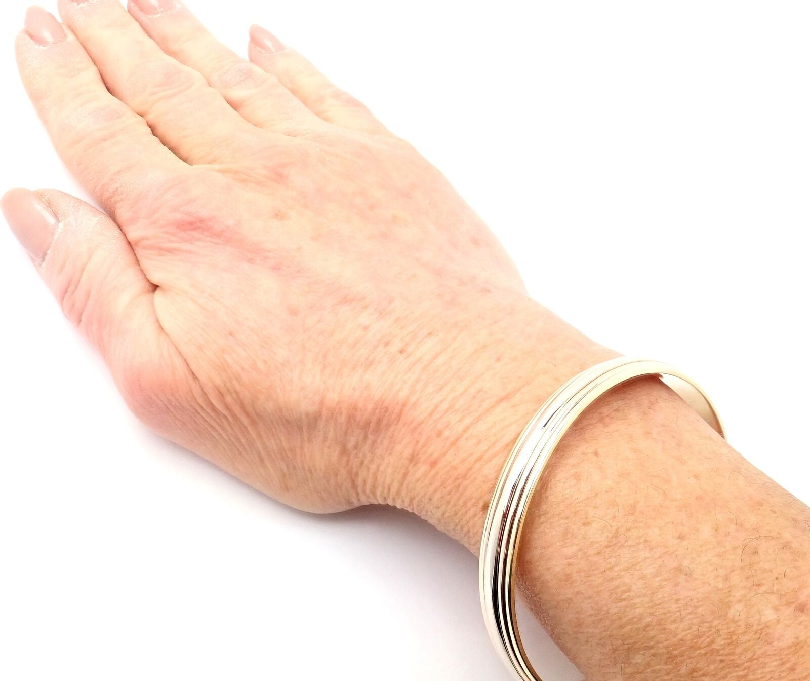 Rare! Cartier 18k Tricolor Gold Slip-On Bangle Bracelet 1990 | Fortrove