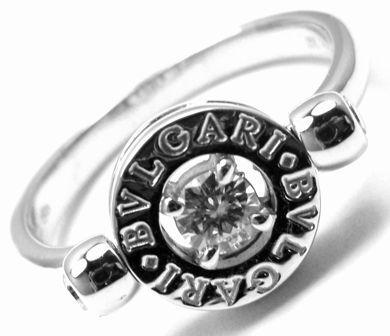 Authentic! Bvlgari Bulgari Flip 18k White Gold Diamond Band Ring | Fortrove