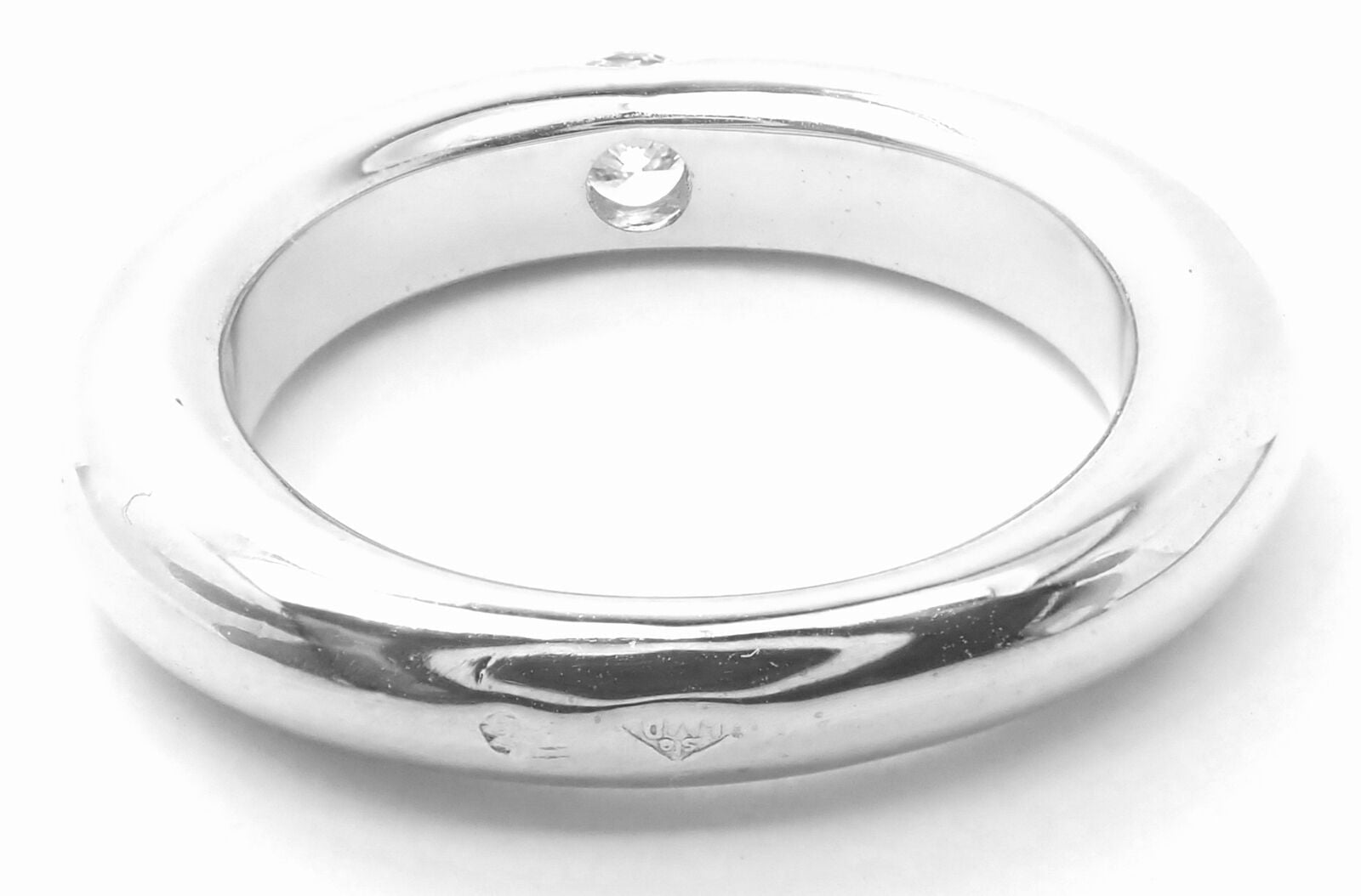 Authentic! Cartier 18k White Gold Diamond Ellipse Band Ring Size 53 US 6 1/4 | Fortrove