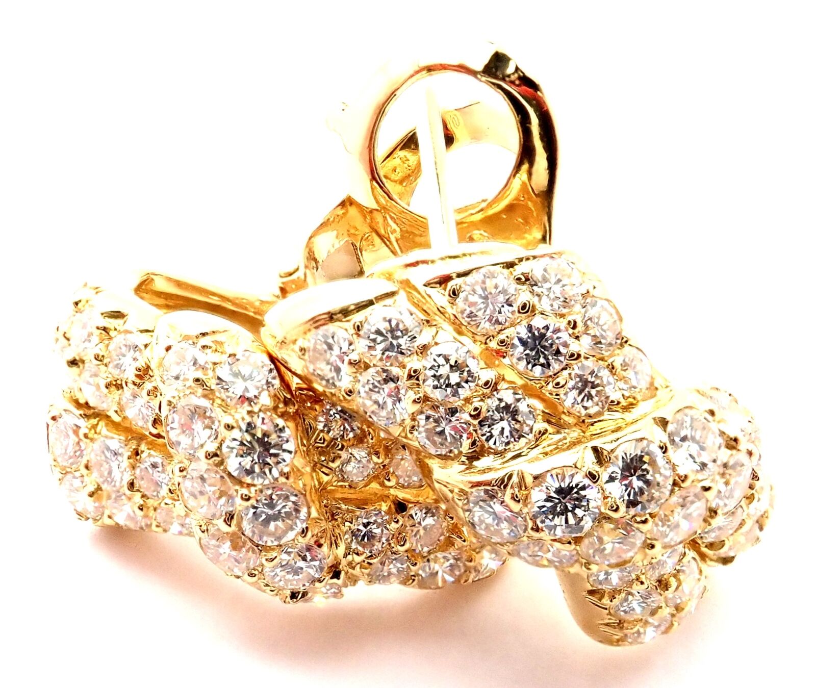Rare! Authentic Van Cleef & Arpels 18k Yellow Gold Diamond Bow Earrings Paper | Fortrove