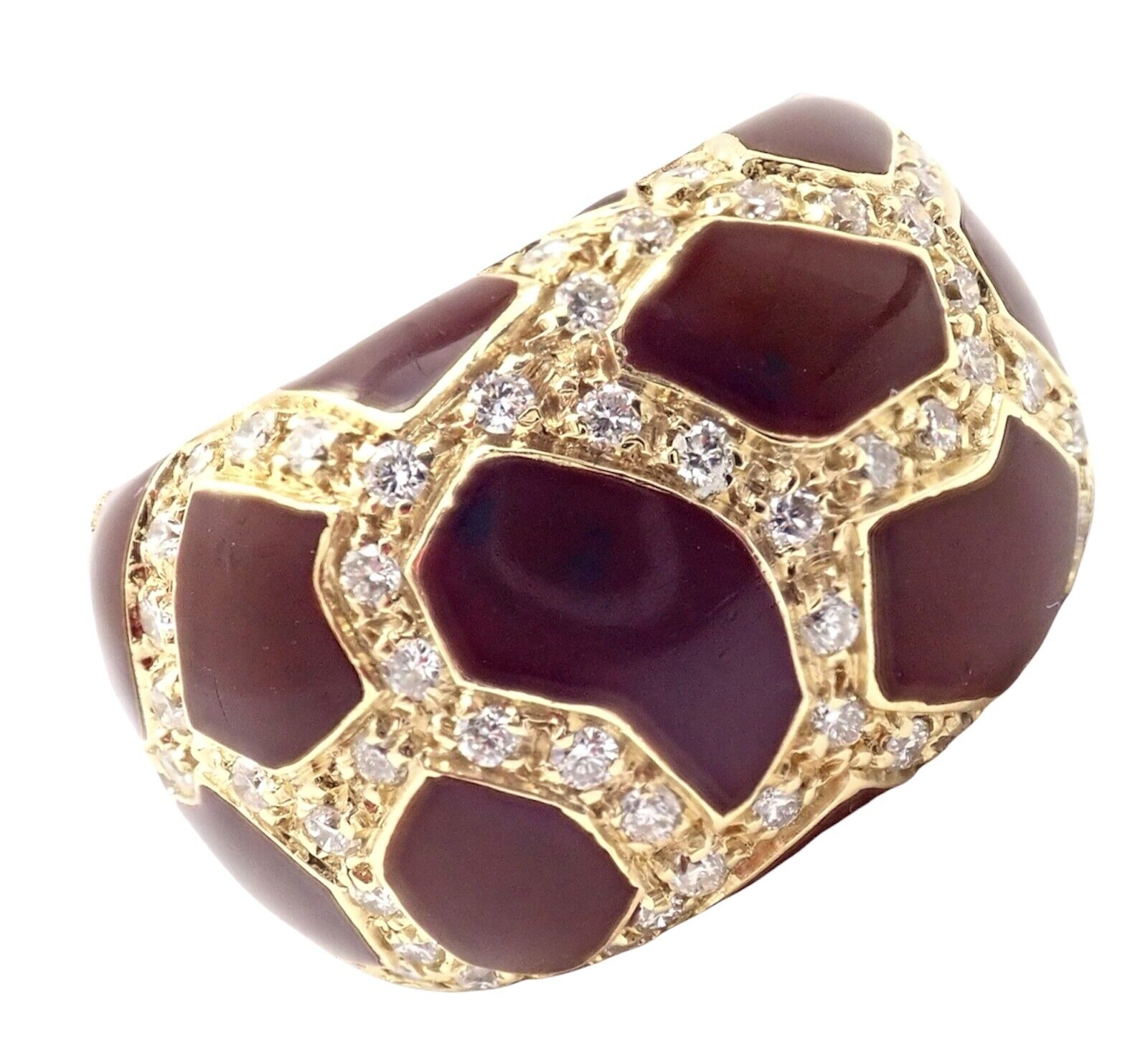 Authentic! Roberto Coin Giraffe 18k Yellow Gold Enamel Diamond Ring | Fortrove