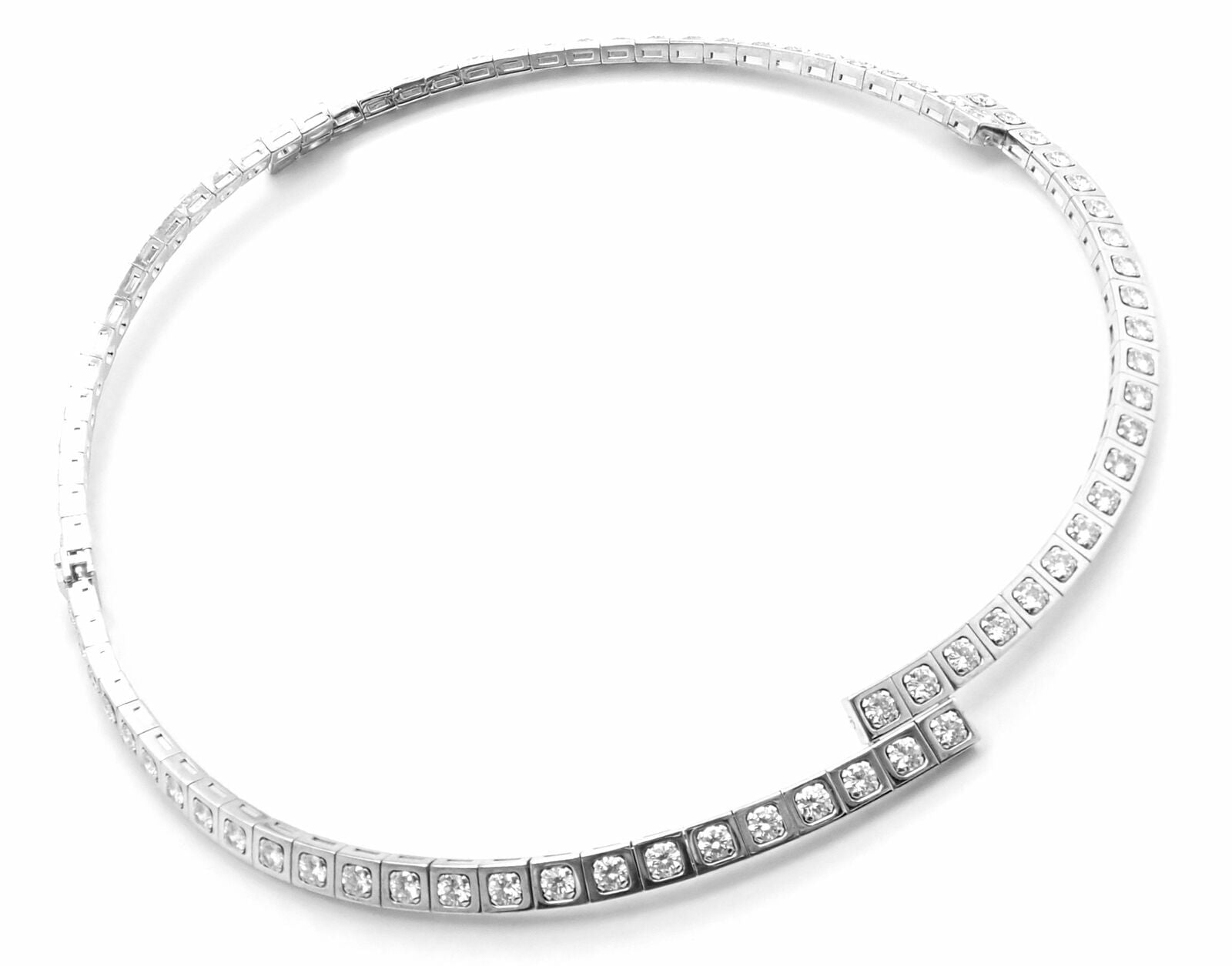 Rare! Authentic Cartier Tectonique 18k White Gold Diamond Tennis Necklace | Fortrove