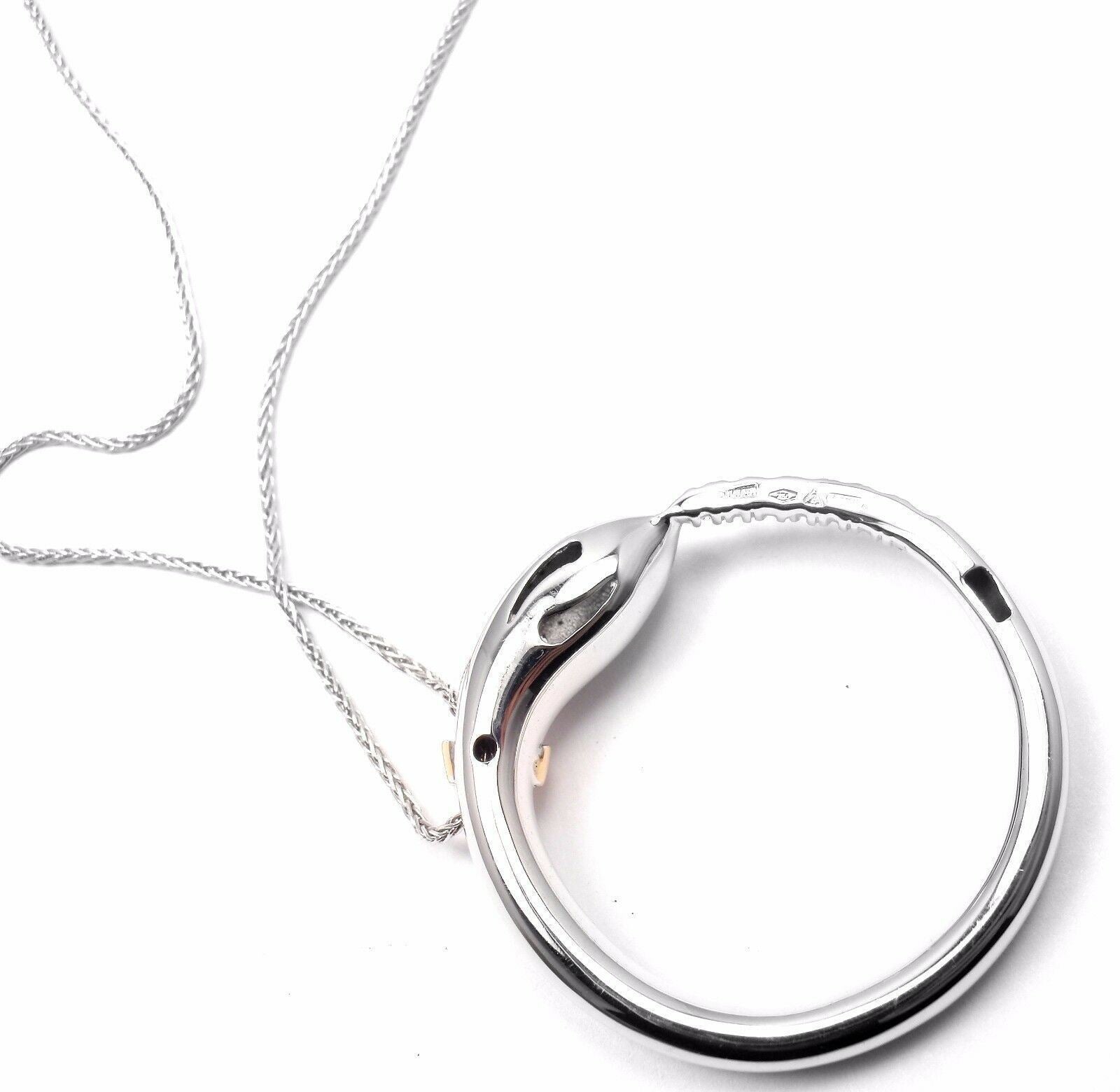 Authentic! Damiani Infinito 18k White Gold Diamond Snake Pendant Necklace | Fortrove