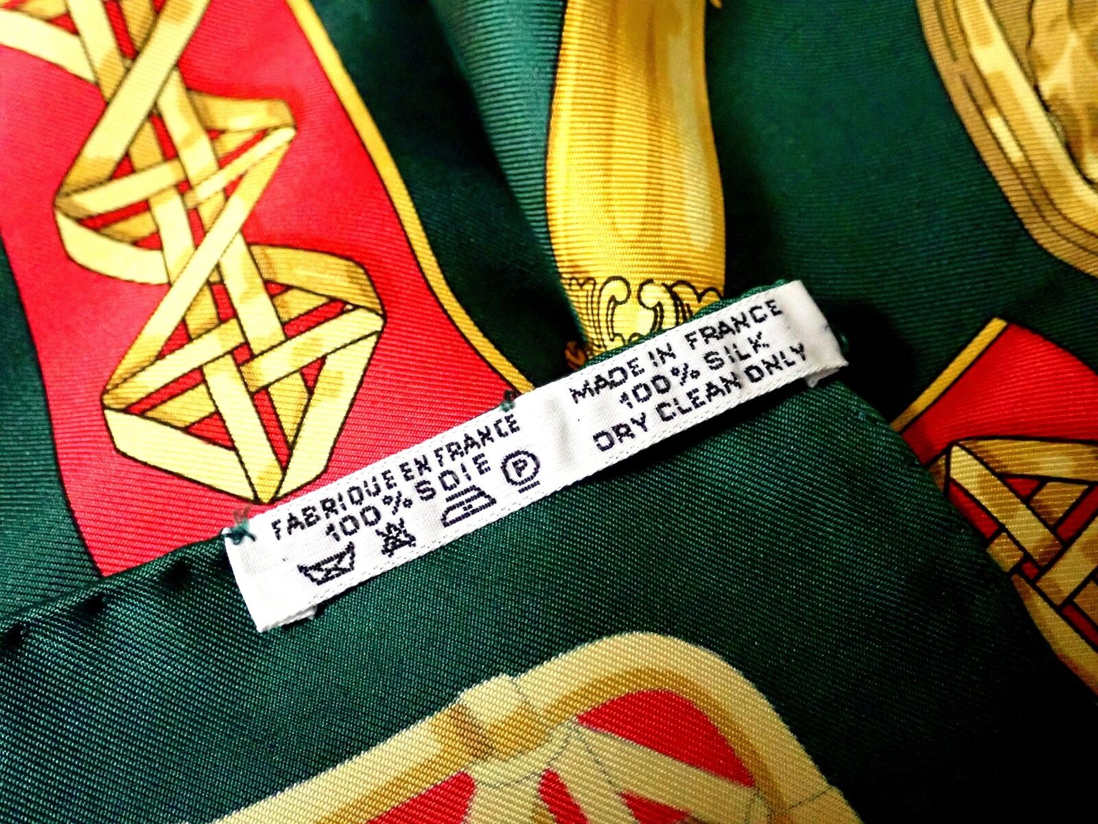 Authentic RARE! Hermes Feux De Route Vintage 90cm Green Red Silk Scarf | Fortrove