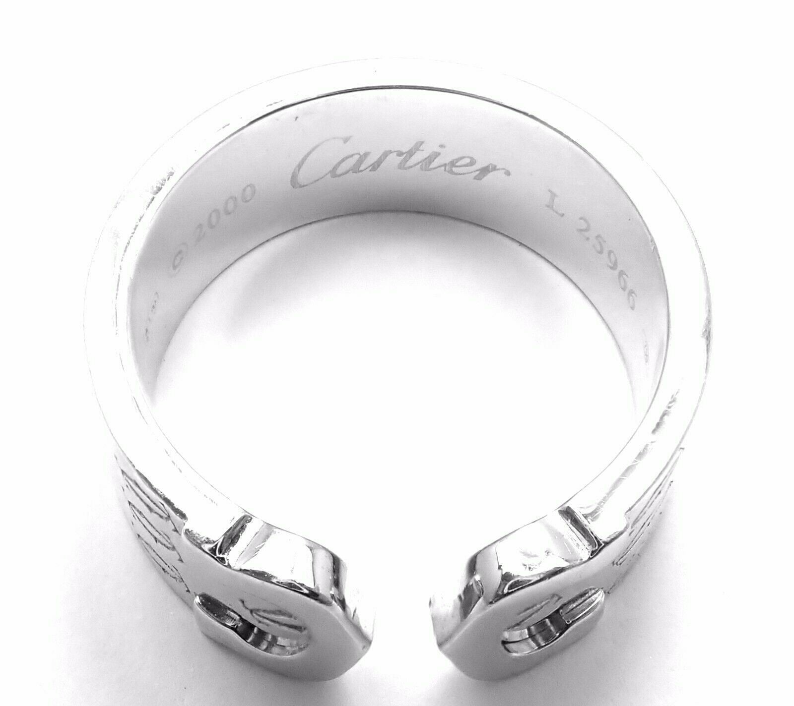 Cartier Jewelry & Watches:Fine Jewelry:Rings Authentic! Cartier Logo 18k White Gold Double C Motif Monogram Band Ring Sz 6.25