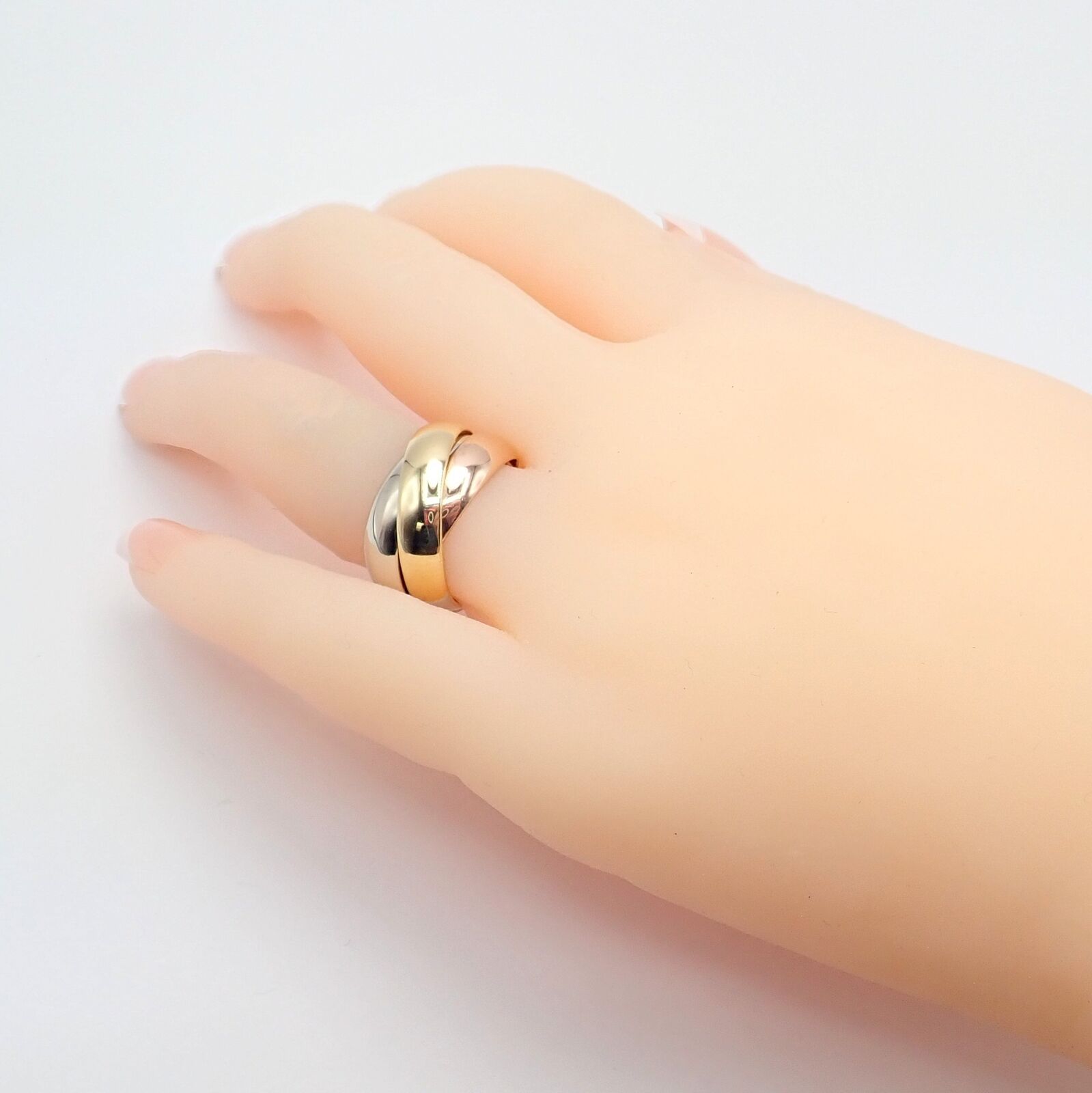 Authentic! Cartier Trinity 18k TriColor Gold Wide Band Ring 1990 | Fortrove