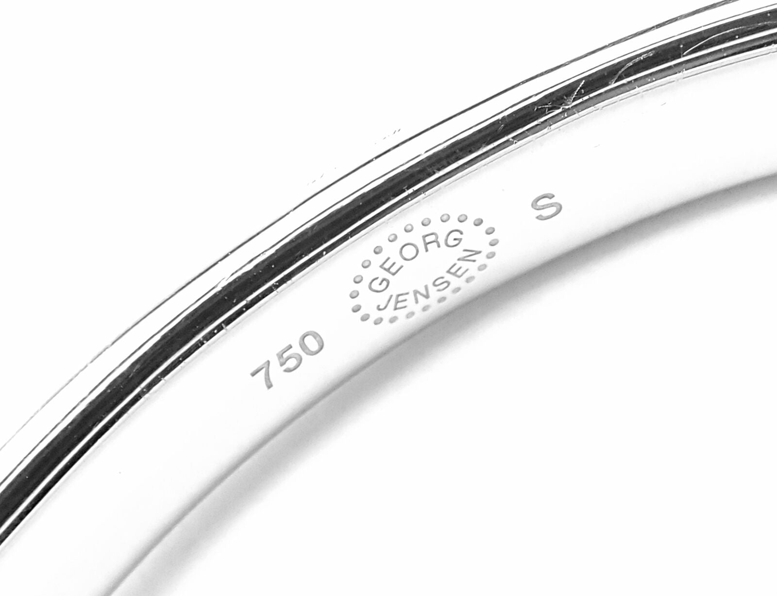 Authentic! Georg Jensen Fusion 18k White Gold Pave Diamond Bangle Bracelet Paper | Fortrove