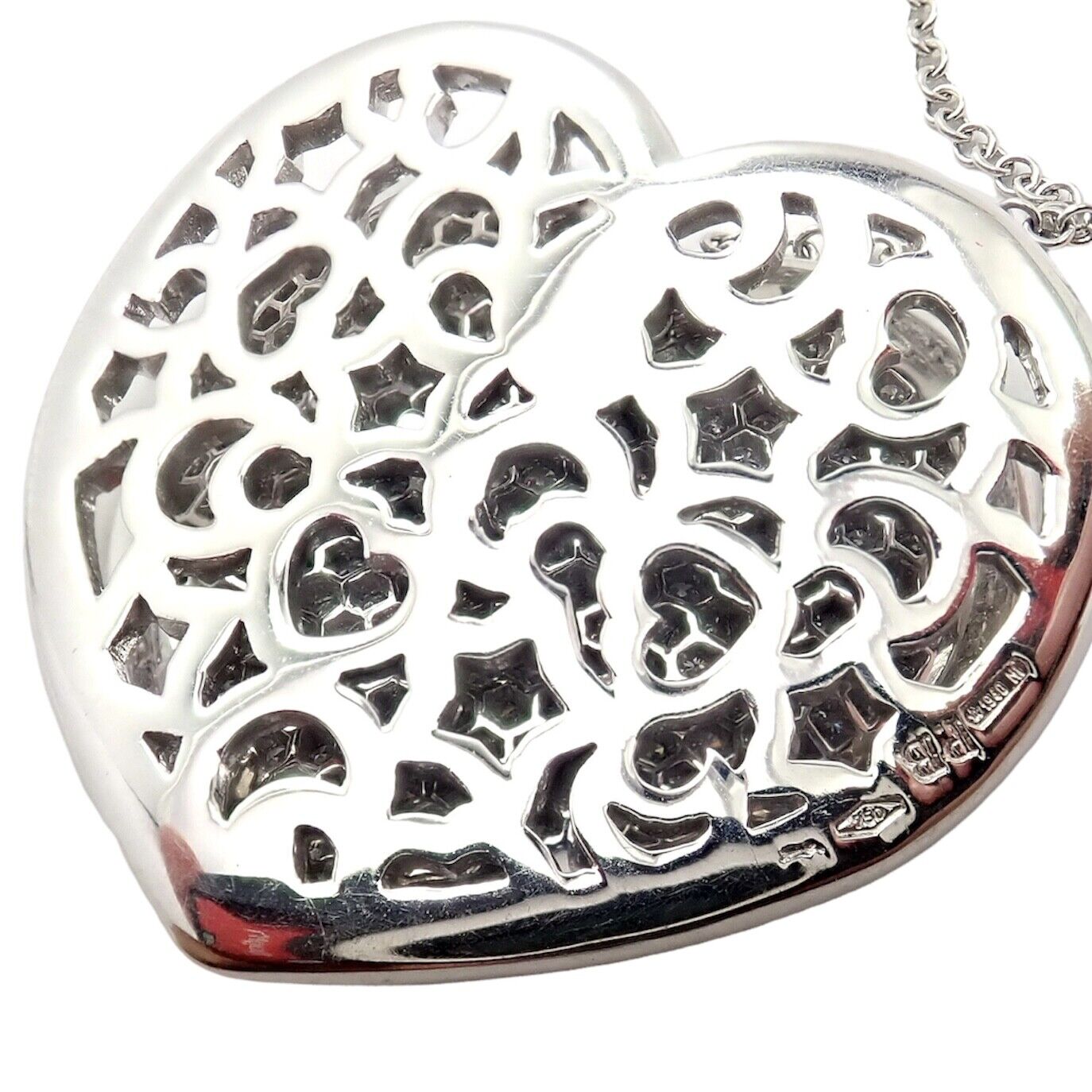 New! Authentic Pasquale Bruni 18k White Gold 2.02ct Pave Diamond Heart Necklace | Fortrove