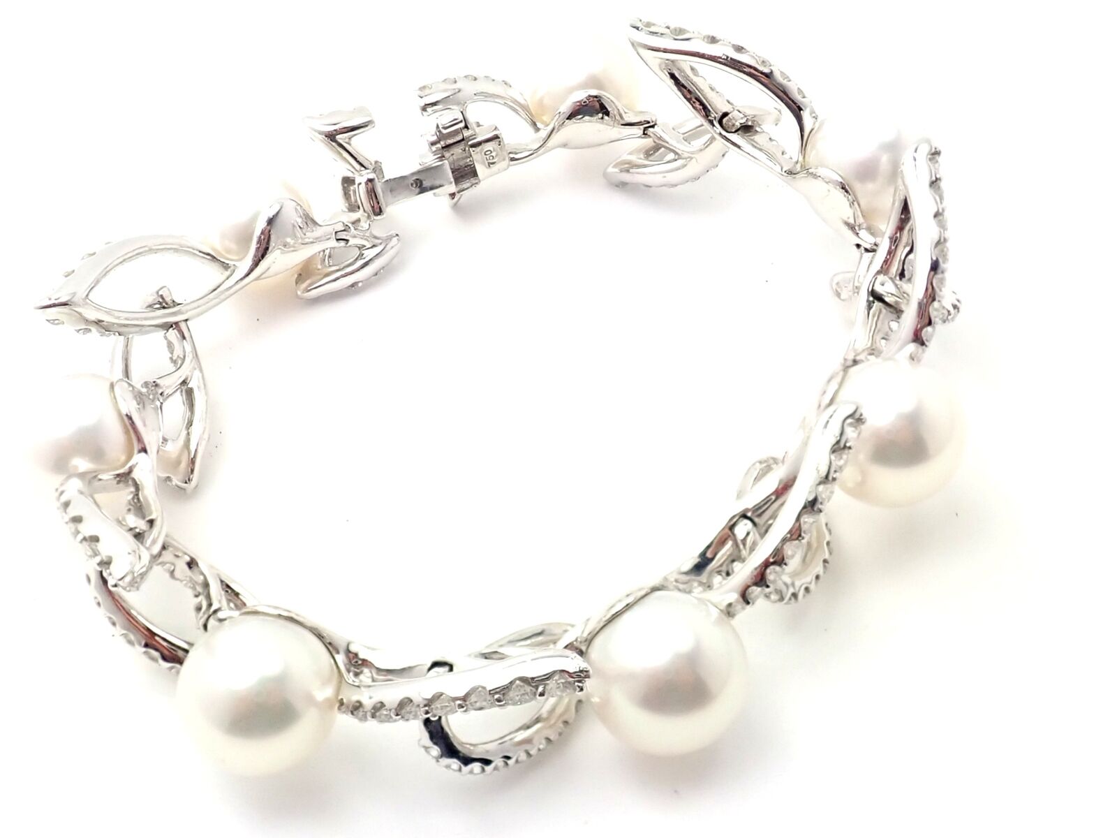 Mikimoto Jewelry & Watches:Fine Jewelry:Bracelets & Charms Rare! Authentic Mikimoto 18k White Gold 7ct Diamond 12mm Pearl Bracelet