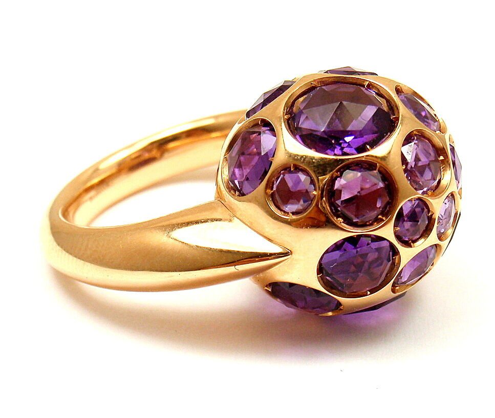 NEW! AUTHENTIC POMELLATO HAREM 18K YELLOW GOLD AMETHYST RING sz 4.5 with TAG | Fortrove
