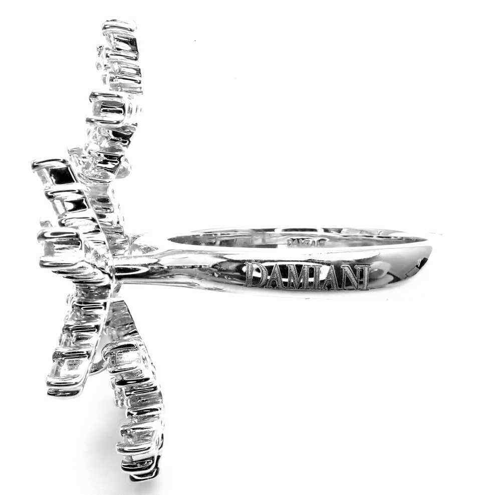 Authentic! Damiani Diamond Flower 18k White Gold Cocktail Ring | Fortrove