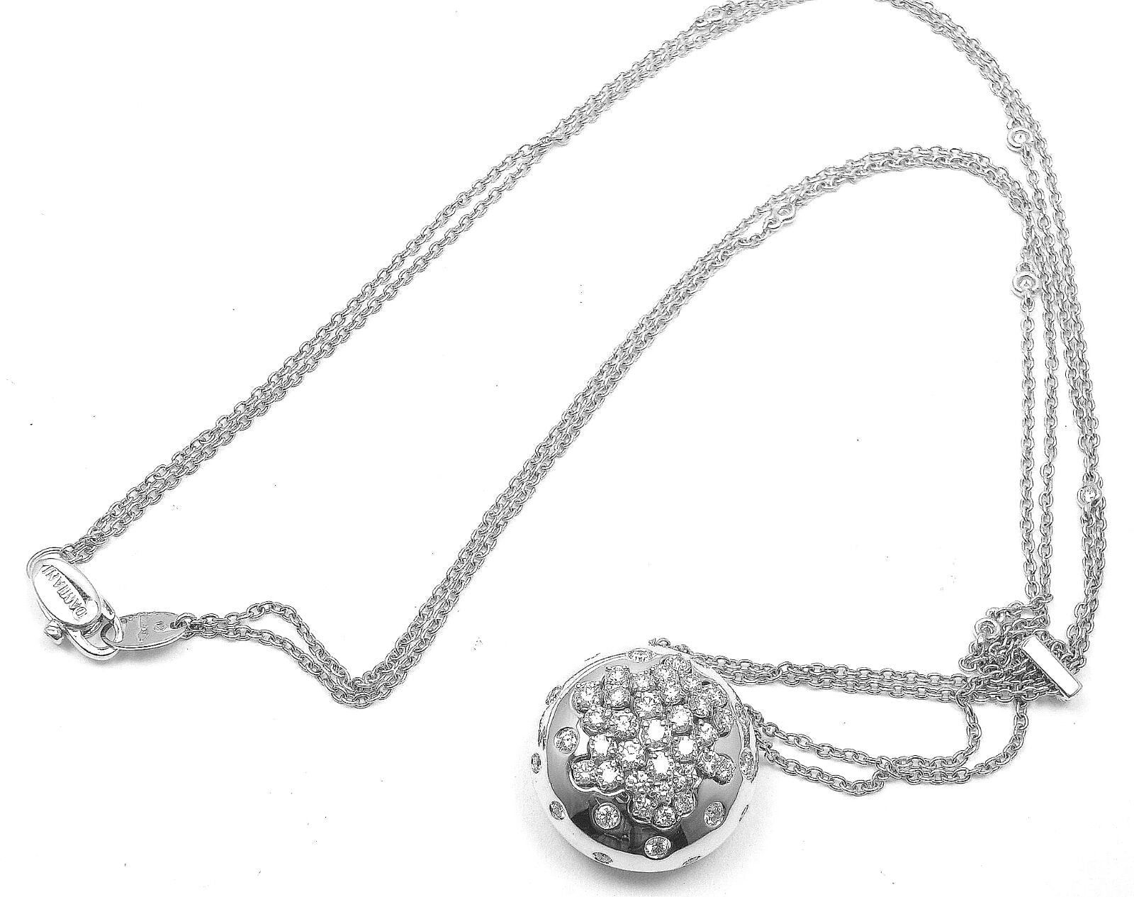 Authentic Damiani 18K White Gold Diamond Drop Cluster Pendant Necklace | Fortrove