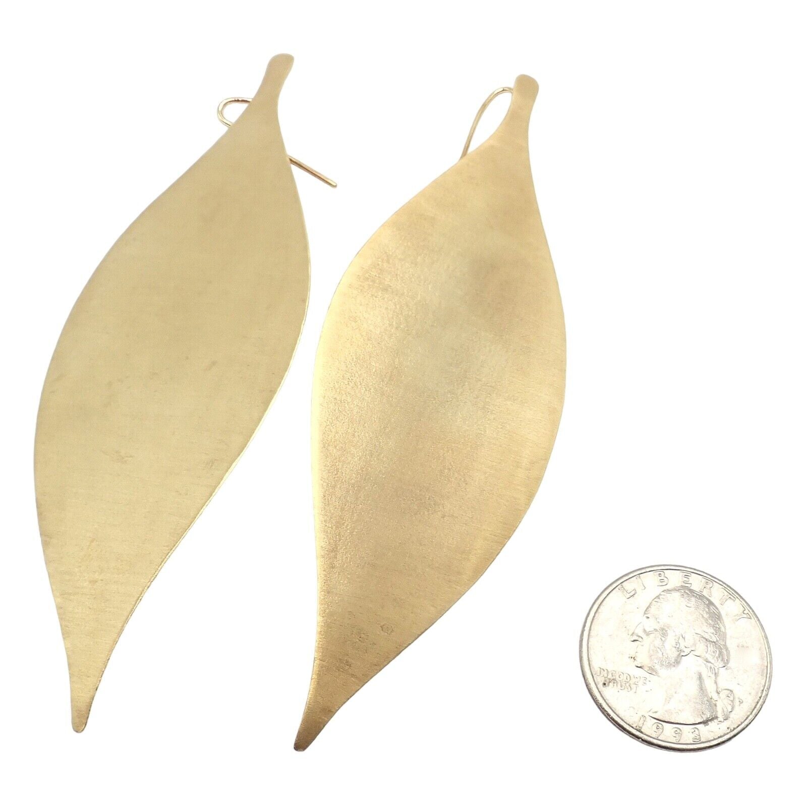 Rare Authentic H. Stern 18k Yellow Gold Large Giant Leaf Dangle Earrings | Fortrove