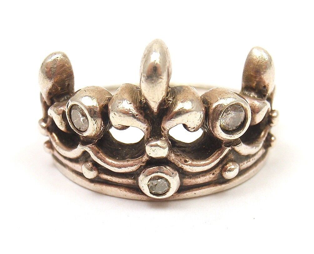 Rare! Authentic ROYAL ORDER Sterling Slver Diamond Crown Band Ring | Fortrove