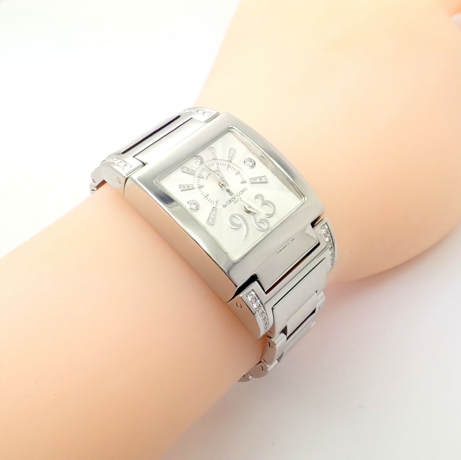 Rare! De Grisogono Stainless Steel Diamond Ladies Dual Time Instrumentino Watch | Fortrove