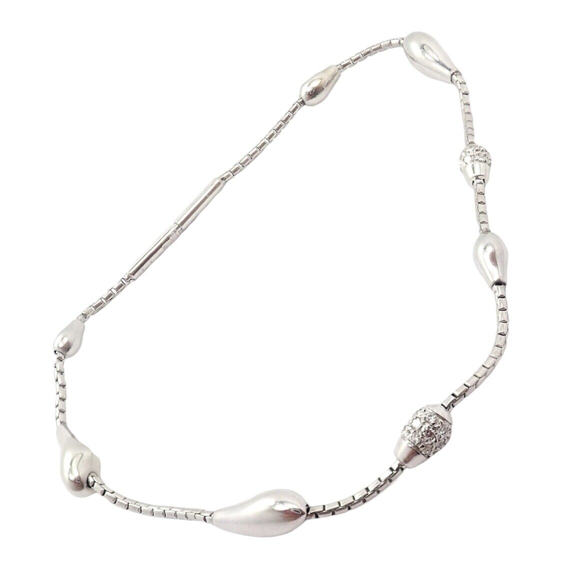 Rare Authentic H. Stern 18k White Gold Diamond Teardrop Bracelet | Fortrove