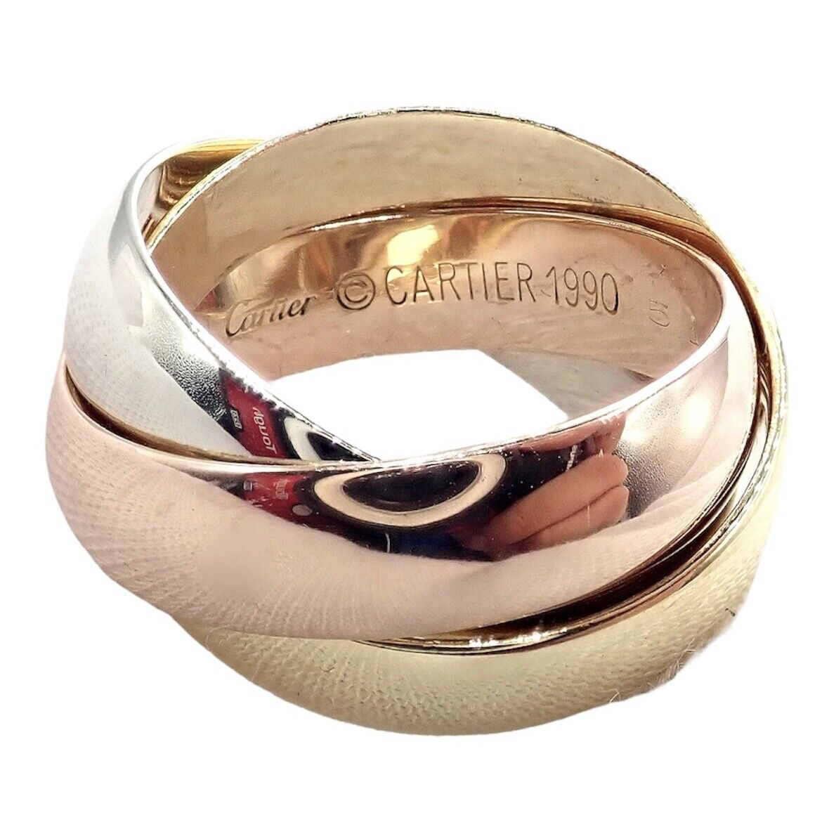 Authentic! Cartier Trinity 18k TriColor Gold Wide Band Ring 1990 | Fortrove