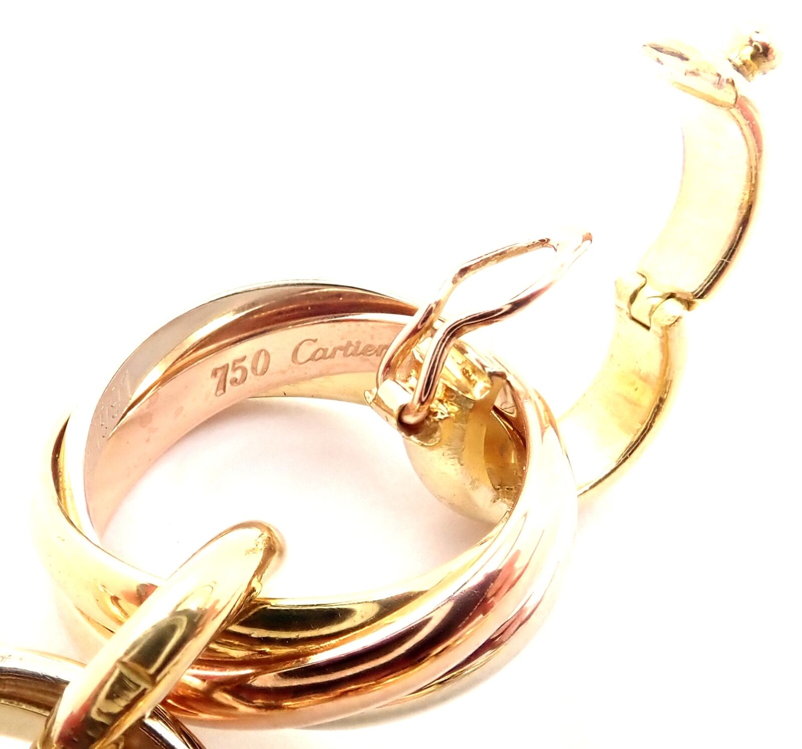 Authentic! Cartier Trinity 18k Multi Color Gold Round Wide Link Bracelet | Fortrove