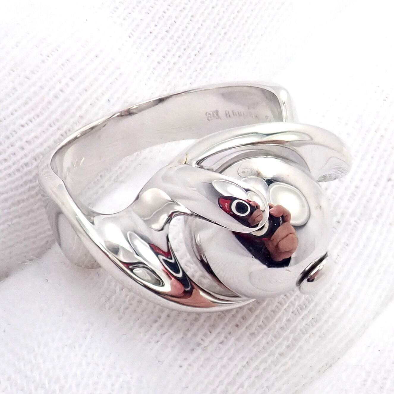 Authentic! Marina B 18k White Gold Rolling Ball Globe Ring Sz 7 | Fortrove
