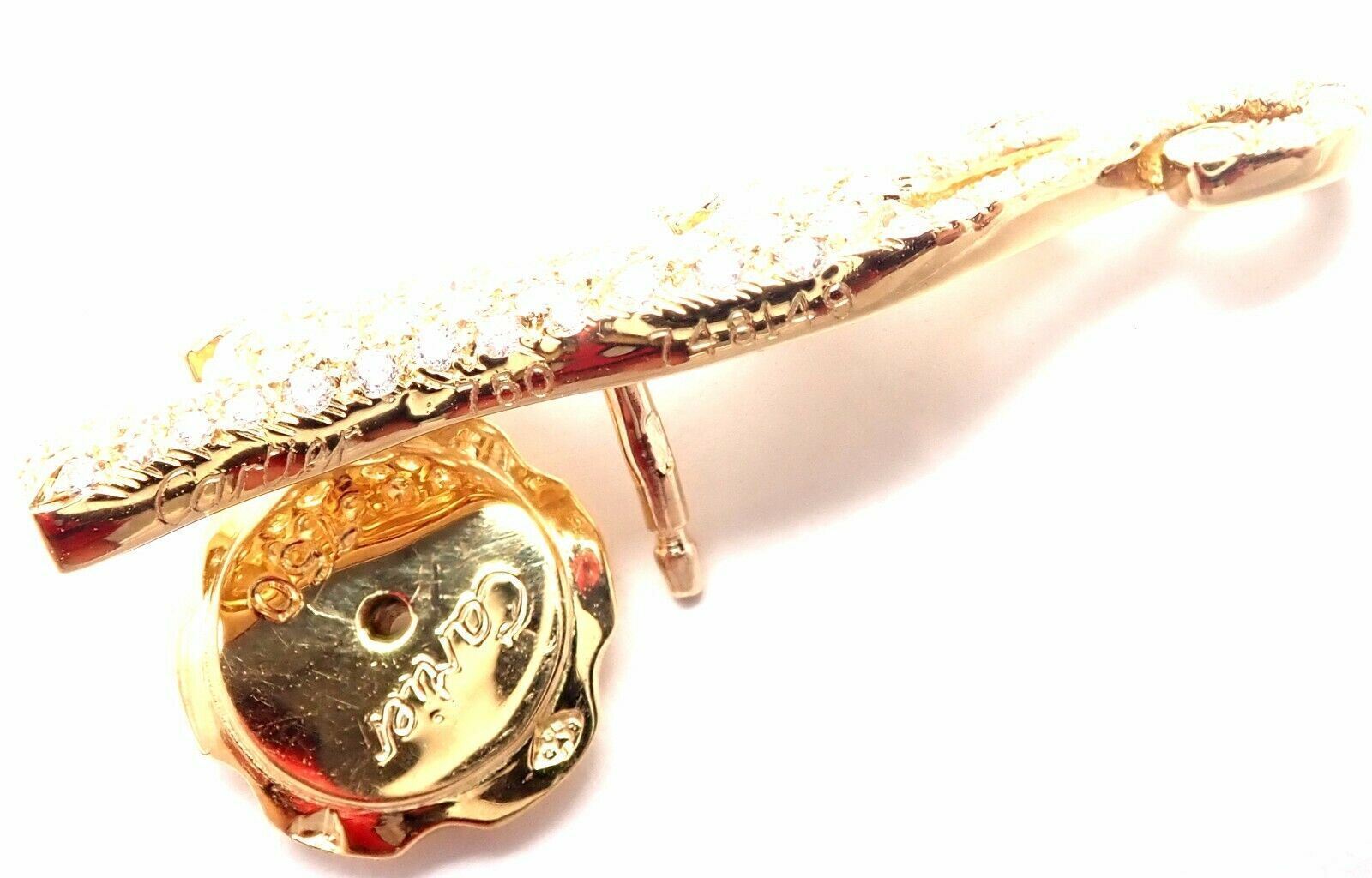 Authentic! Cartier Panther Panthere 18k Yellow Gold Diamond Tie Lapel Brooch Pin | Fortrove