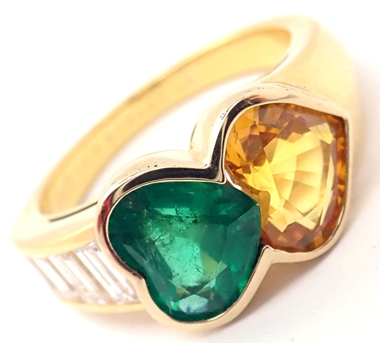 Authentic Van Cleef & Arpels 18k Gold Diamond Emerald Yellow Sapphire Ring Paper | Fortrove