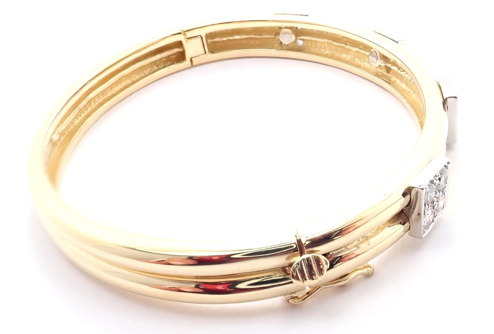 Rare! Vintage Authentic Tiffany & Co 18k Yellow Gold Diamond Bangle Bracelet | Fortrove