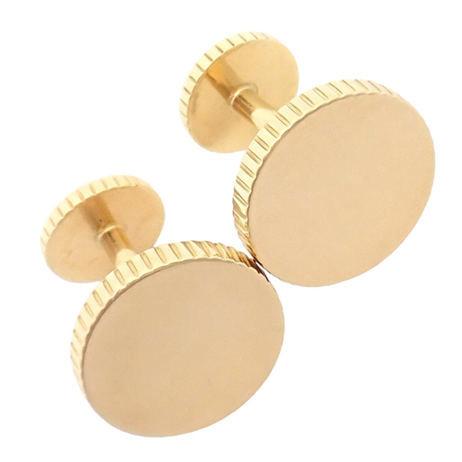 Rare! Vintage Tiffany & Co. 18k Yellow Gold Coin Edge Circle Cufflinks 2003 | Fortrove
