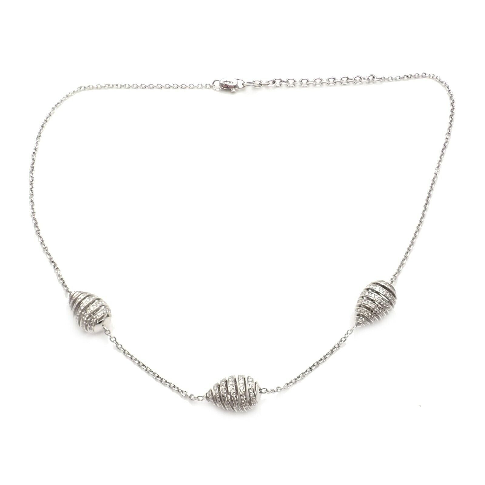 Rare Damiani 18k White Gold 6ctw Diamond Spiral Teardrop 3 Motif Necklace 18" | Fortrove