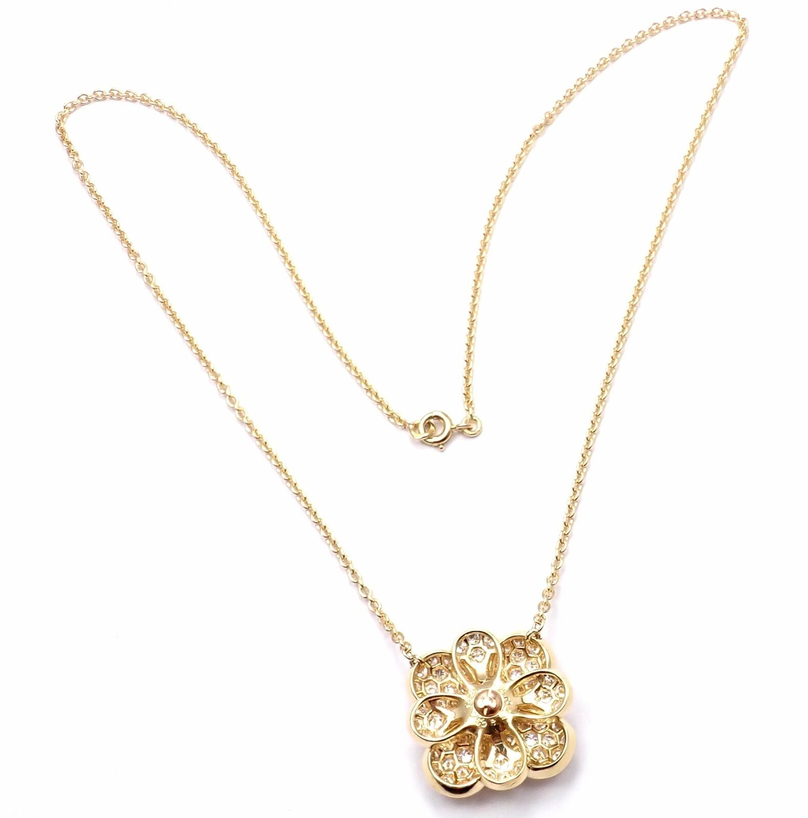 Van Cleef & Arpels Jewelry & Watches:Fine Jewelry:Necklaces & Pendants Authentic! Van Cleef & Arpels 18k Gold Diamond & Pink Sapphire Flower Necklace