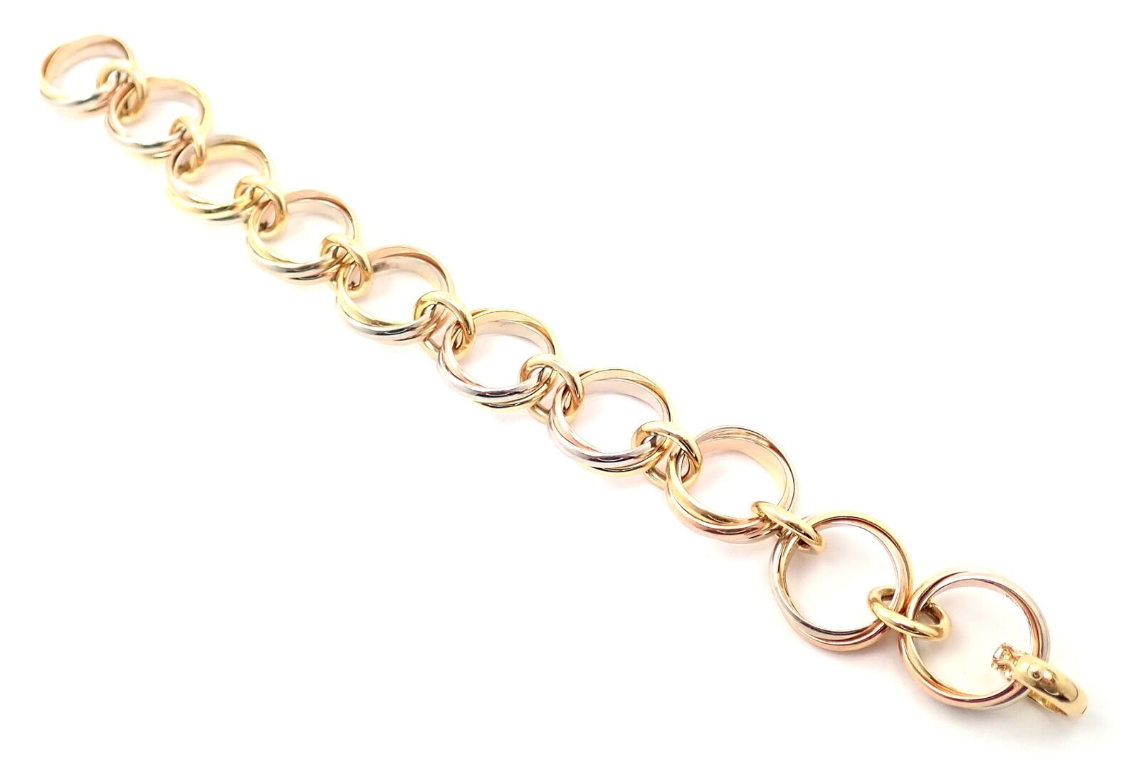 Authentic! Cartier Trinity 18k Multi Color Gold Round Wide Link Bracelet | Fortrove