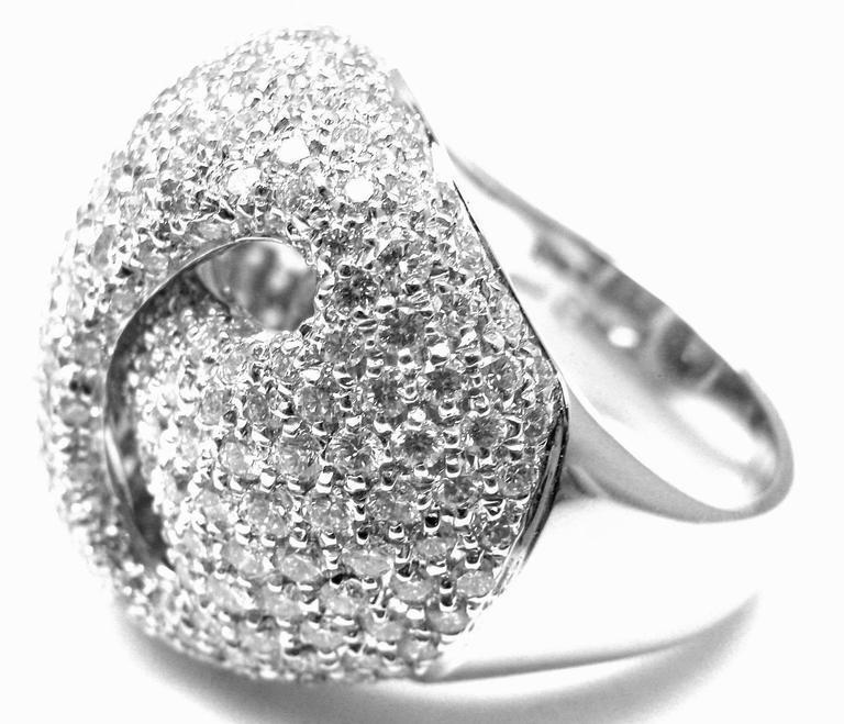 Damiani 18k White Gold Large 3.21ctw Diamond Gold Ring sz 7 | Fortrove