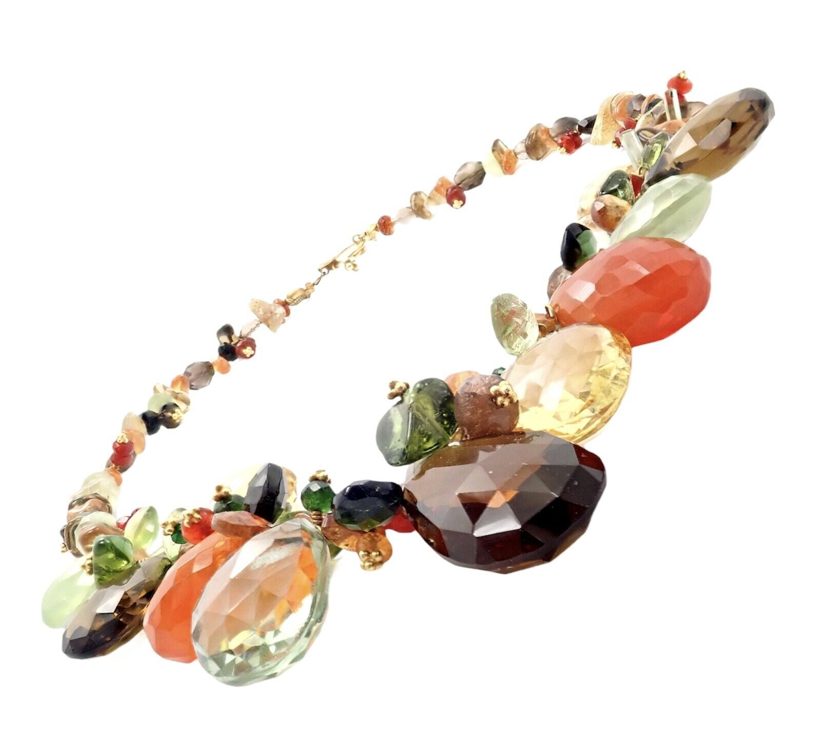 Rare Laura Gibson 22k Yellow Gold Briolette Onyx Spessartite Bead Candy Necklace | Fortrove