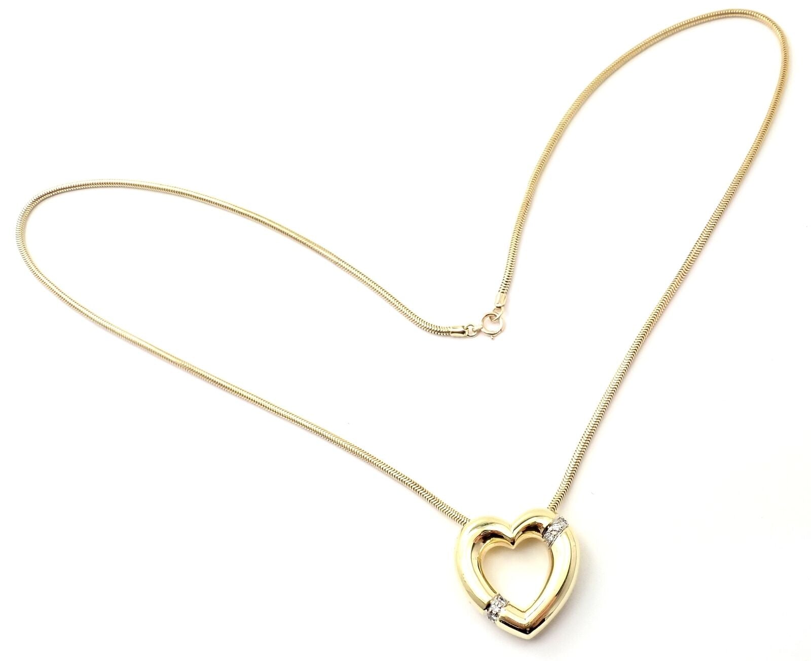 Authentic! Tiffany & Co Picasso 18k Yellow Gold Diamond Heart Pendant Necklace | Fortrove