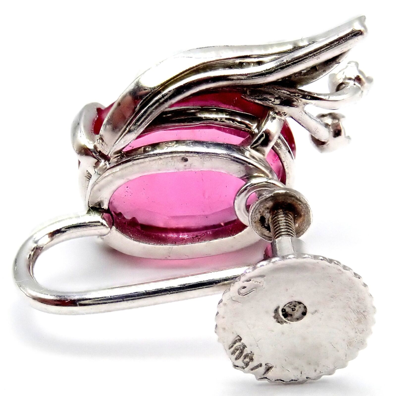 Authentic! H. Stern 18k White Gold Diamond Pink Tourmaline Ring + Earrings Set | Fortrove