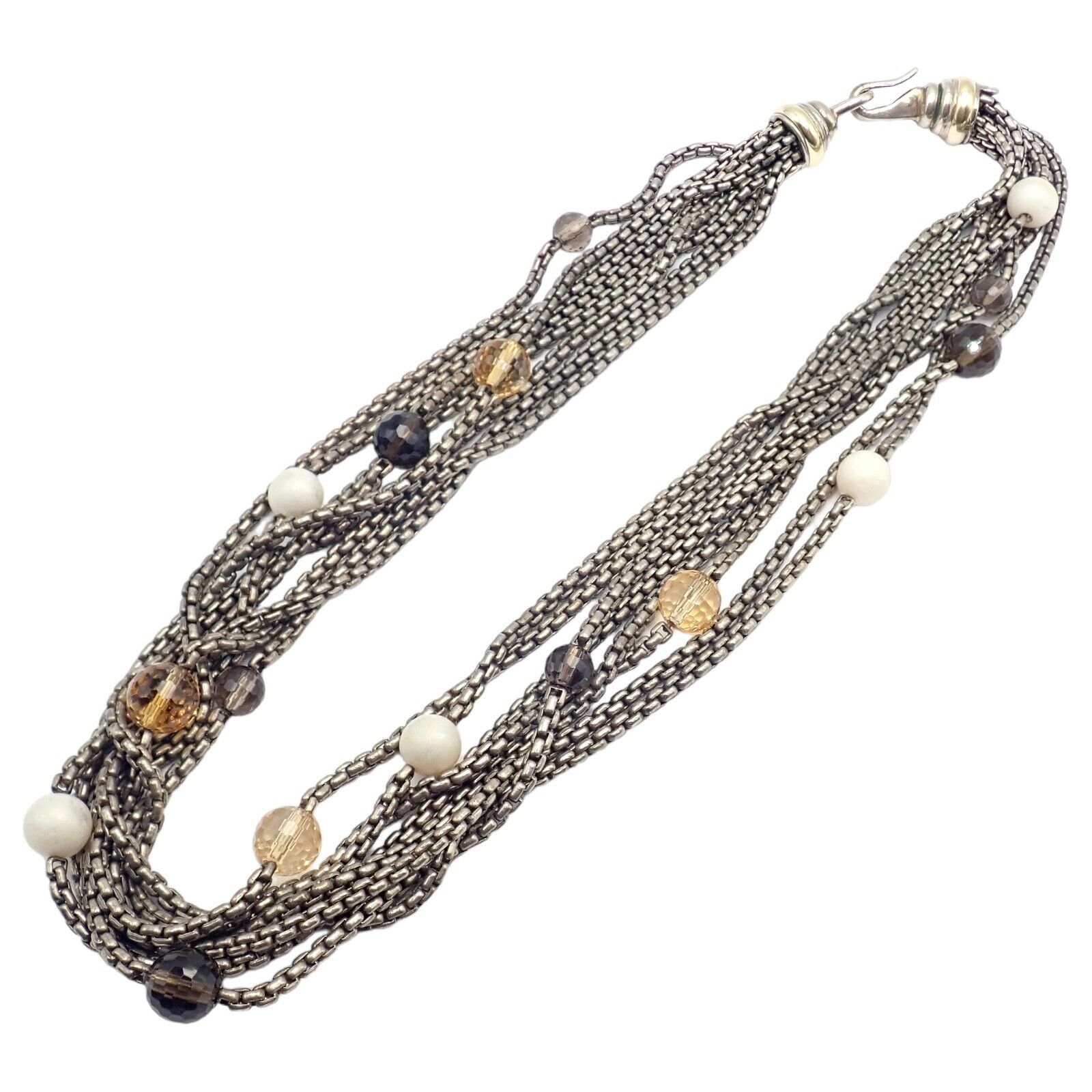 David Yurman DY 18k Yellow Gold Sterling Silver 8 Strand Box Chain Necklace | Fortrove