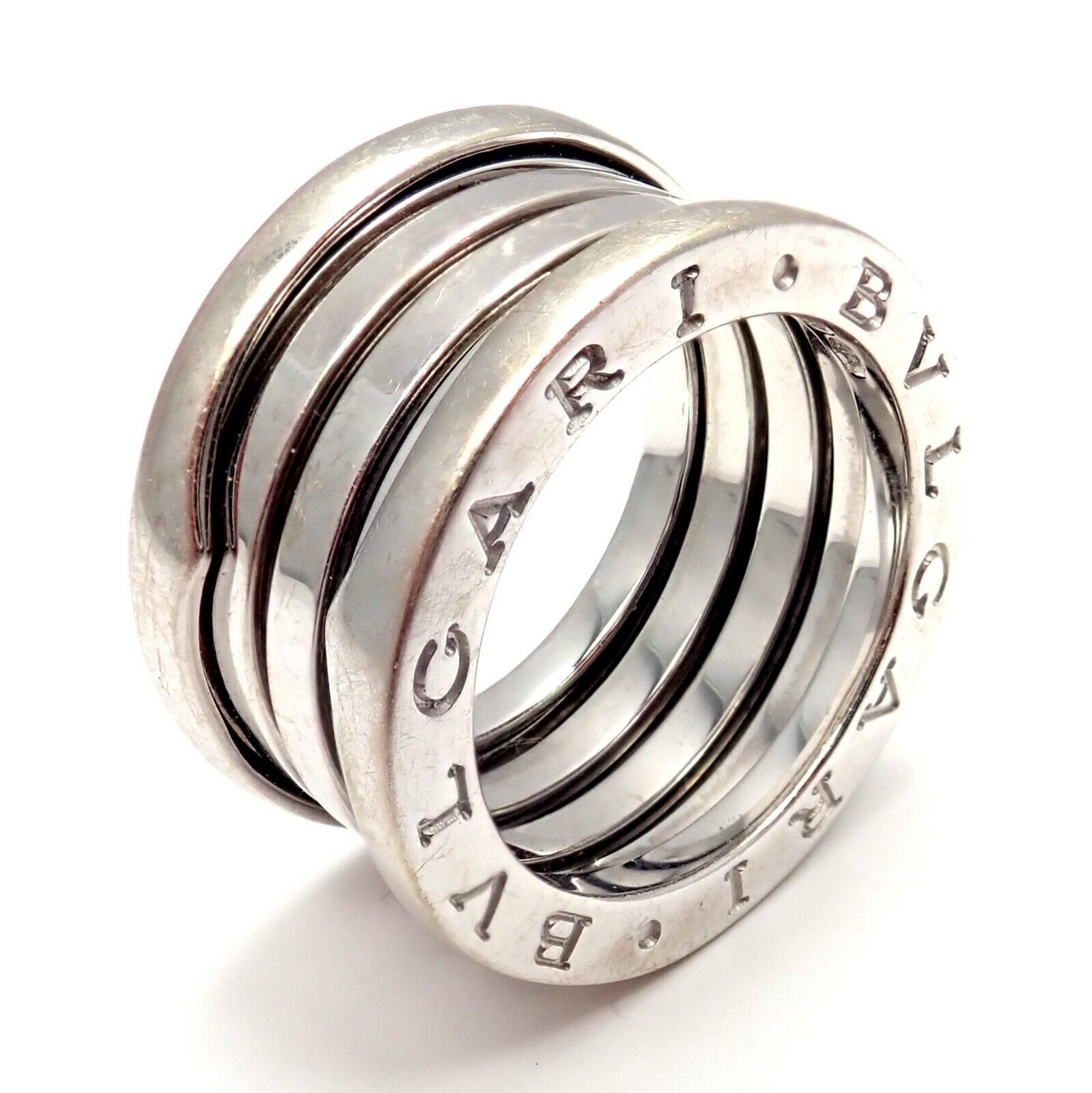 Bulgari 18k White Gold 4 Row B Zero Band Ring Sz us 51 eu 5.75 | Fortrove
