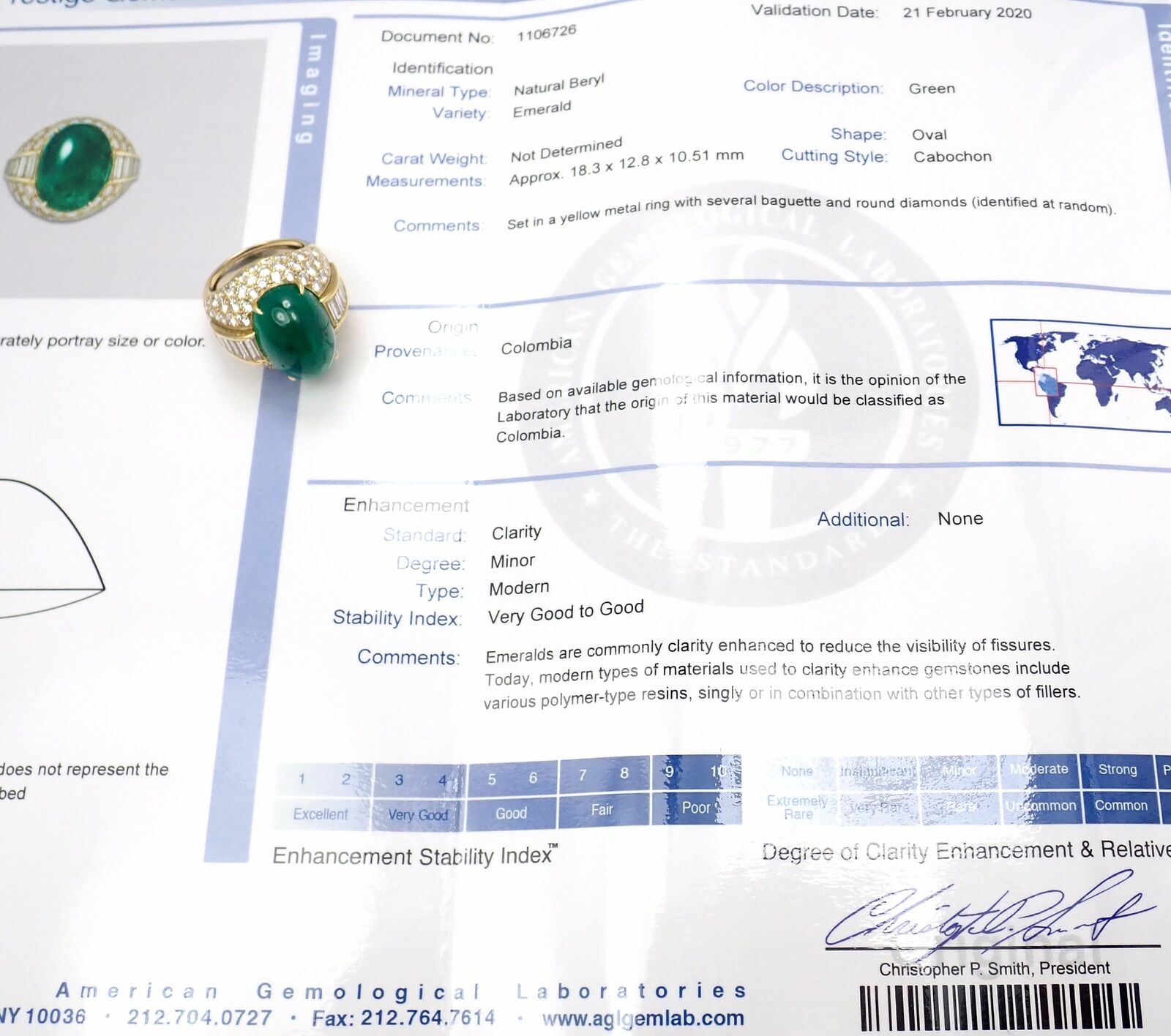 Authentic! David Webb 18k Yellow Gold Diamond Large Colombian Emerald Ring AGL | Fortrove