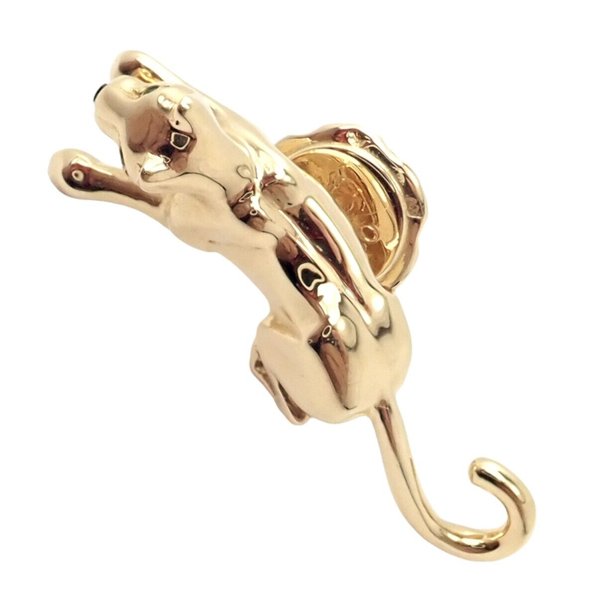 Authentic! Cartier Panther Panthere 18k Yellow Gold Tie Lapel Pin | Fortrove